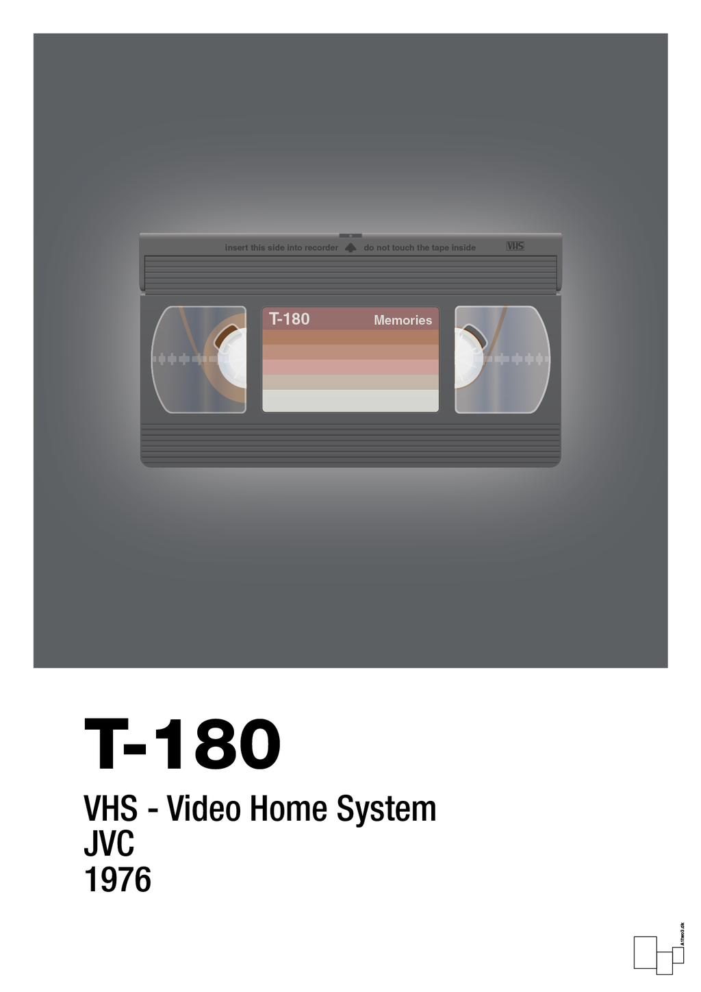 plakat: videobånd t-180 - graphic charcoal-Retro-A1two3