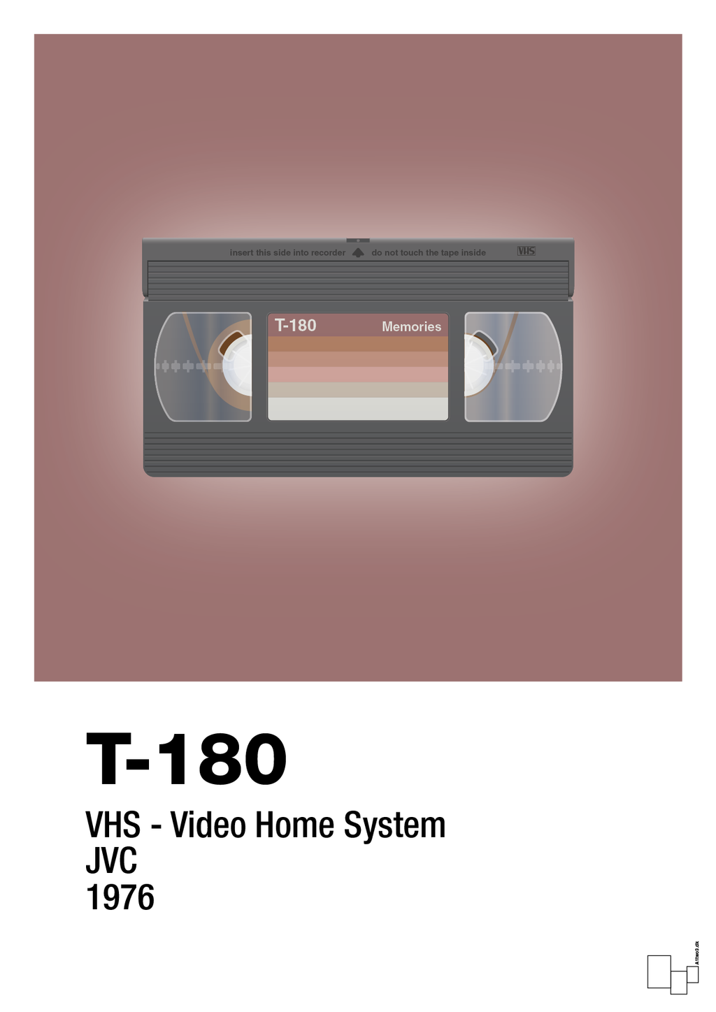 plakat: videobånd t-180 - plum-Retro-A1two3