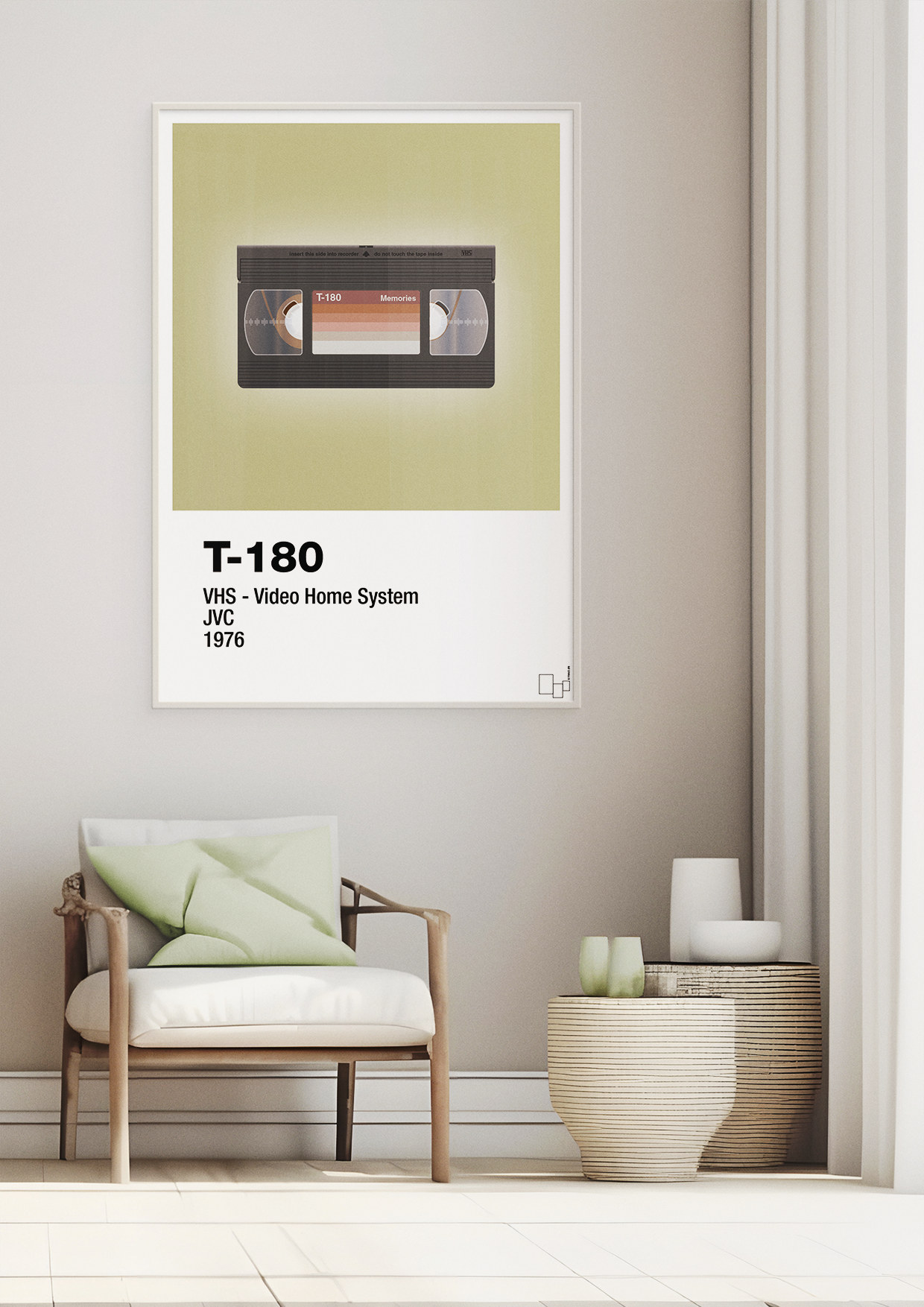 plakat: videobånd t-180 - graphic charcoal-Retro-A1two3