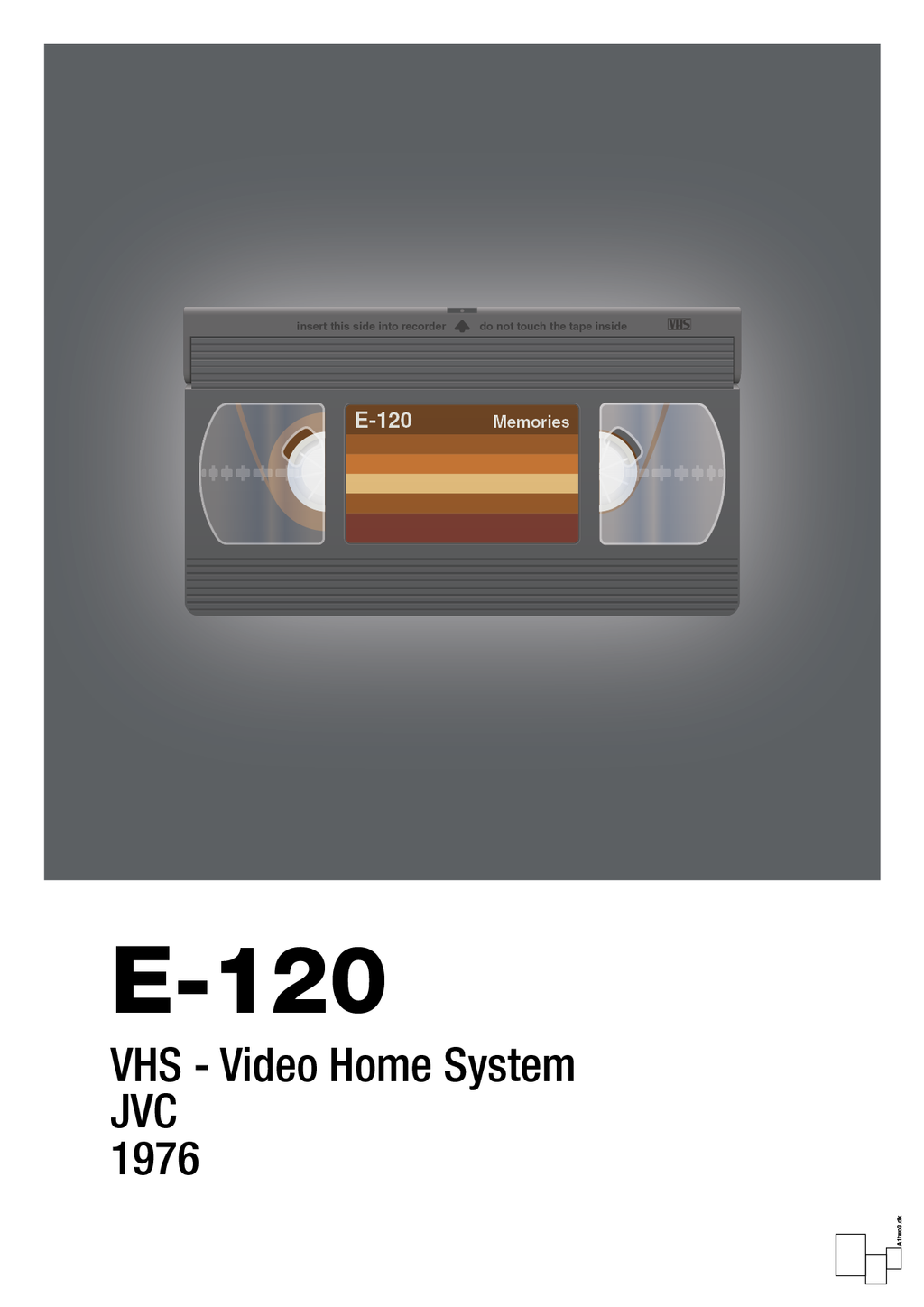 plakat: videobånd e-120 - graphic charcoal-Retro-A1two3