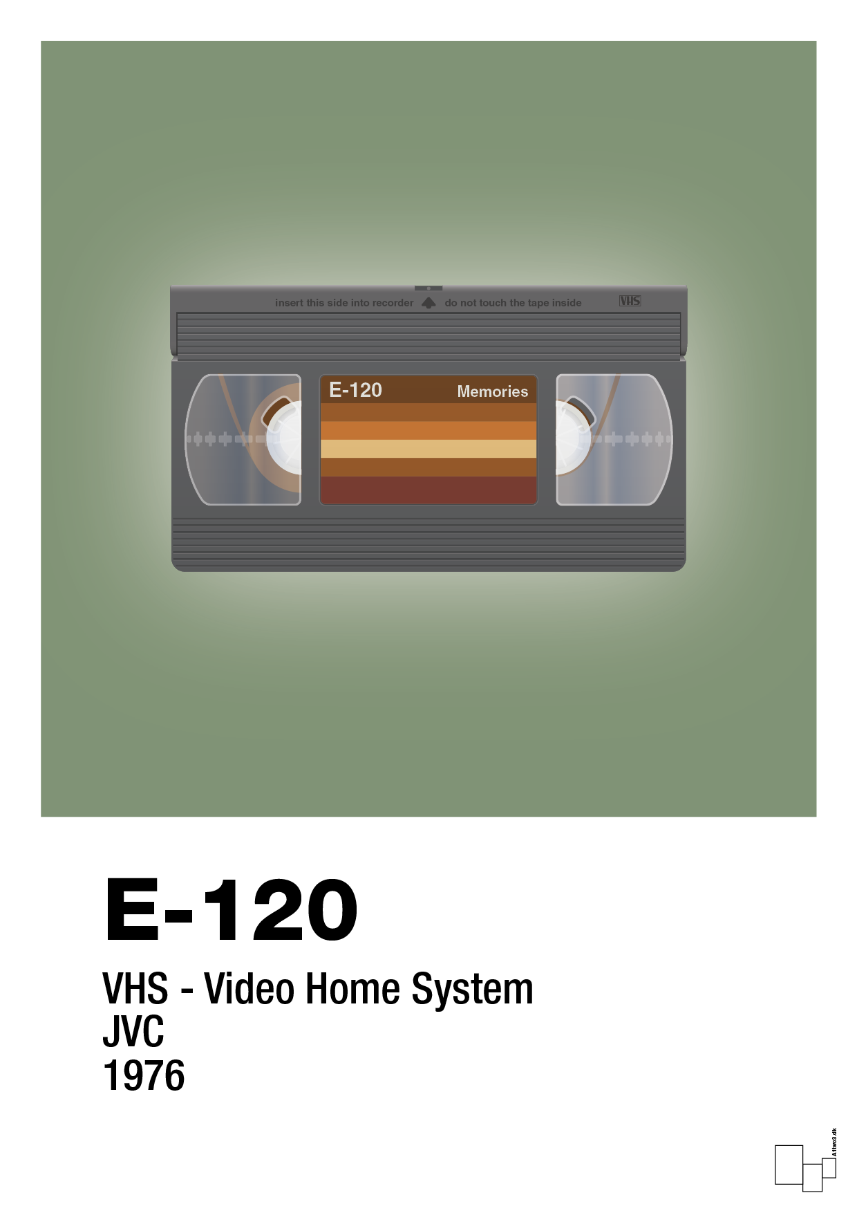 plakat: videobånd e-120 - jade-Retro-A1two3