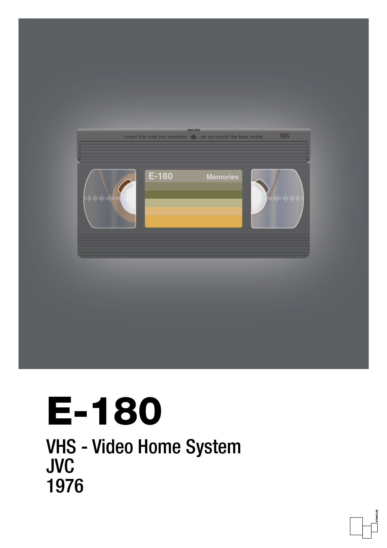 plakat: videobånd e-180 - graphic charcoal-Retro-A1two3