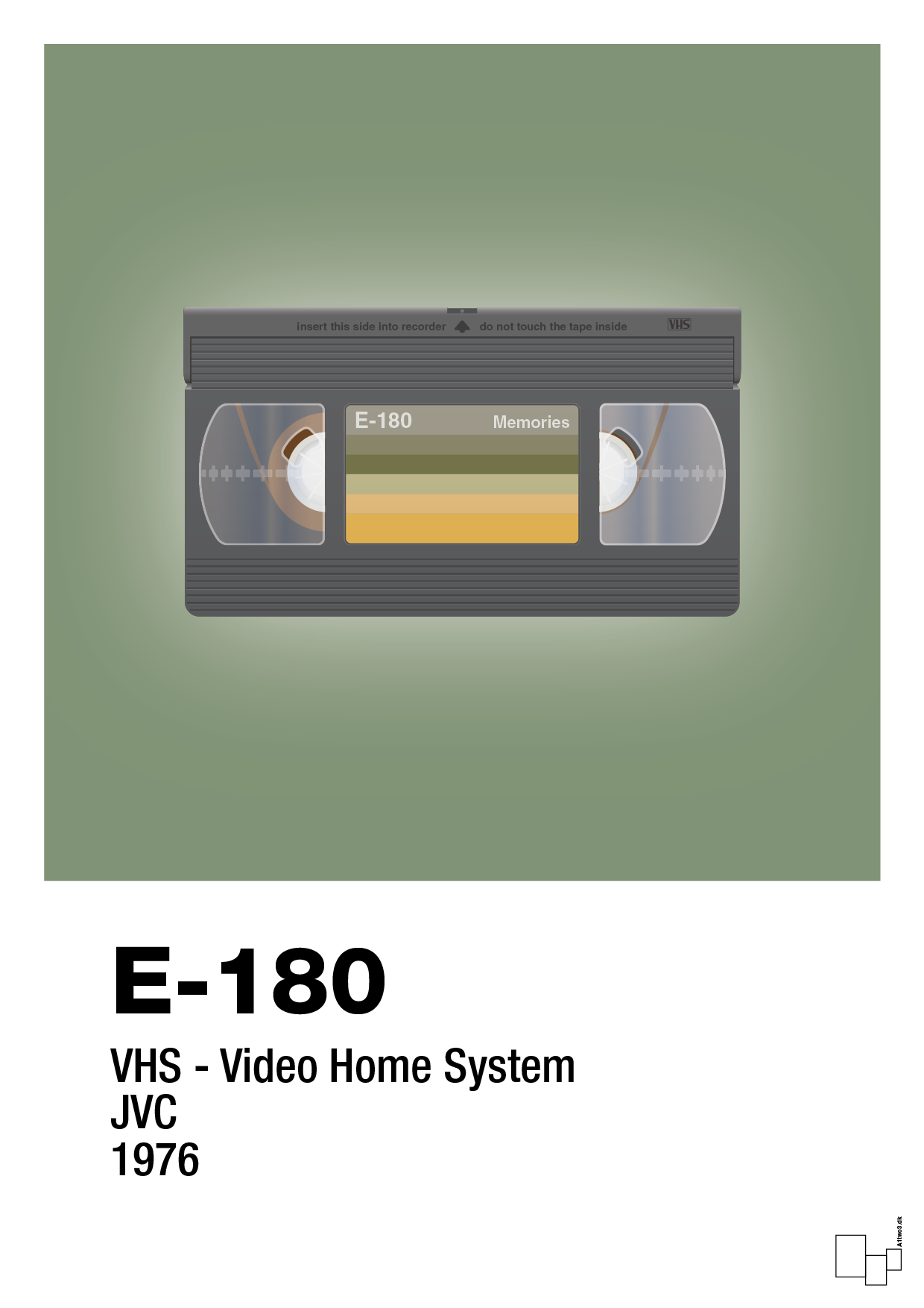plakat: videobånd e-180 - jade-Retro-A1two3