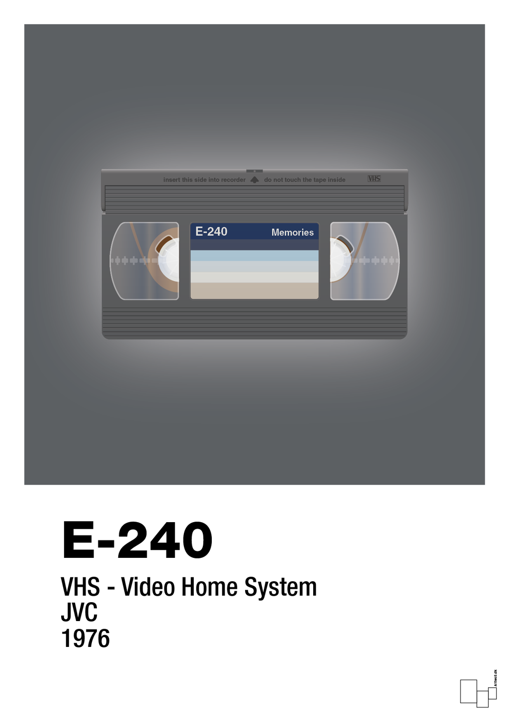 plakat: videobånd e-240 - graphic charcoal-Retro-A1two3