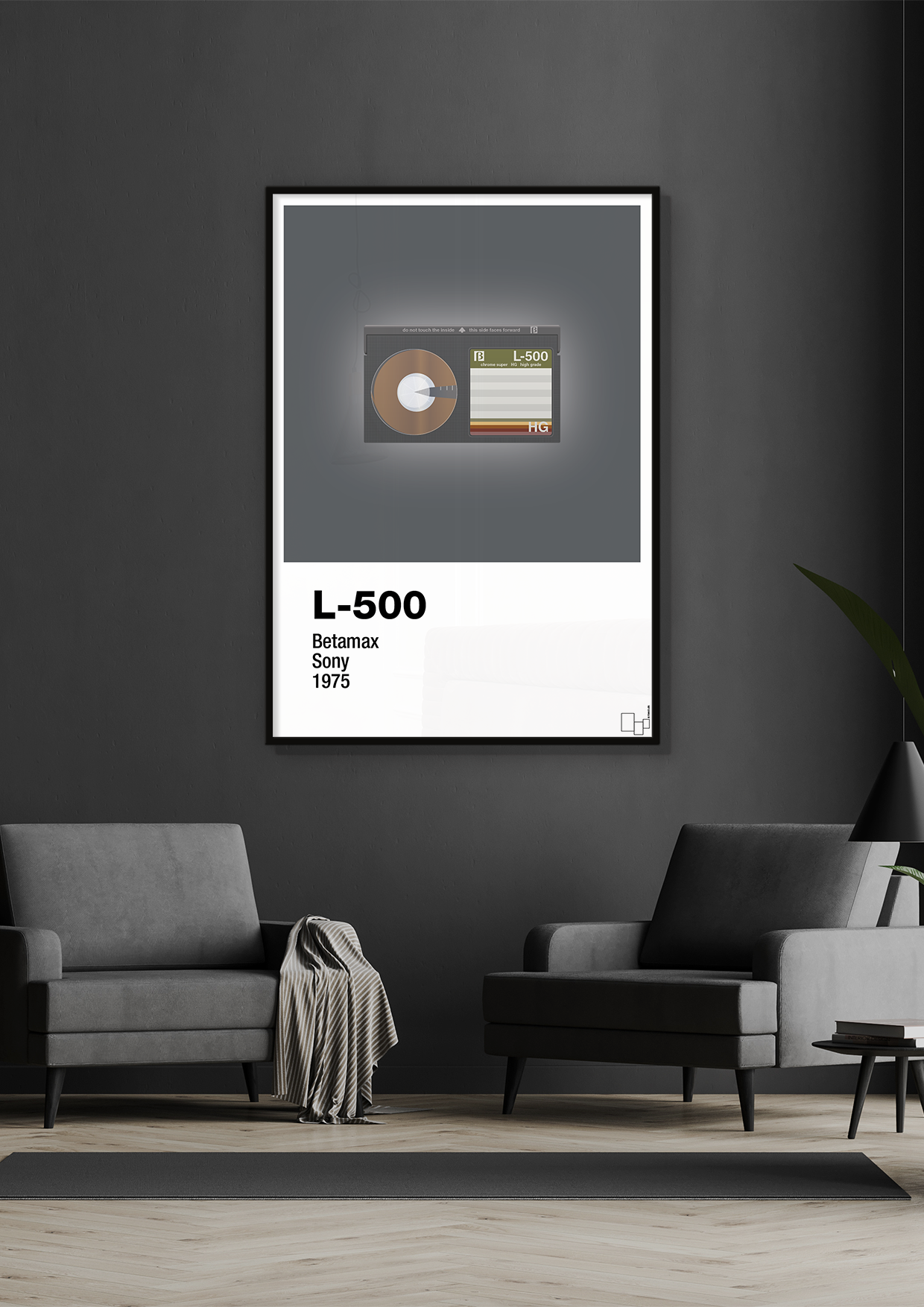 plakat: videobånd l-500 - graphic charcoal-Retro-A1two3