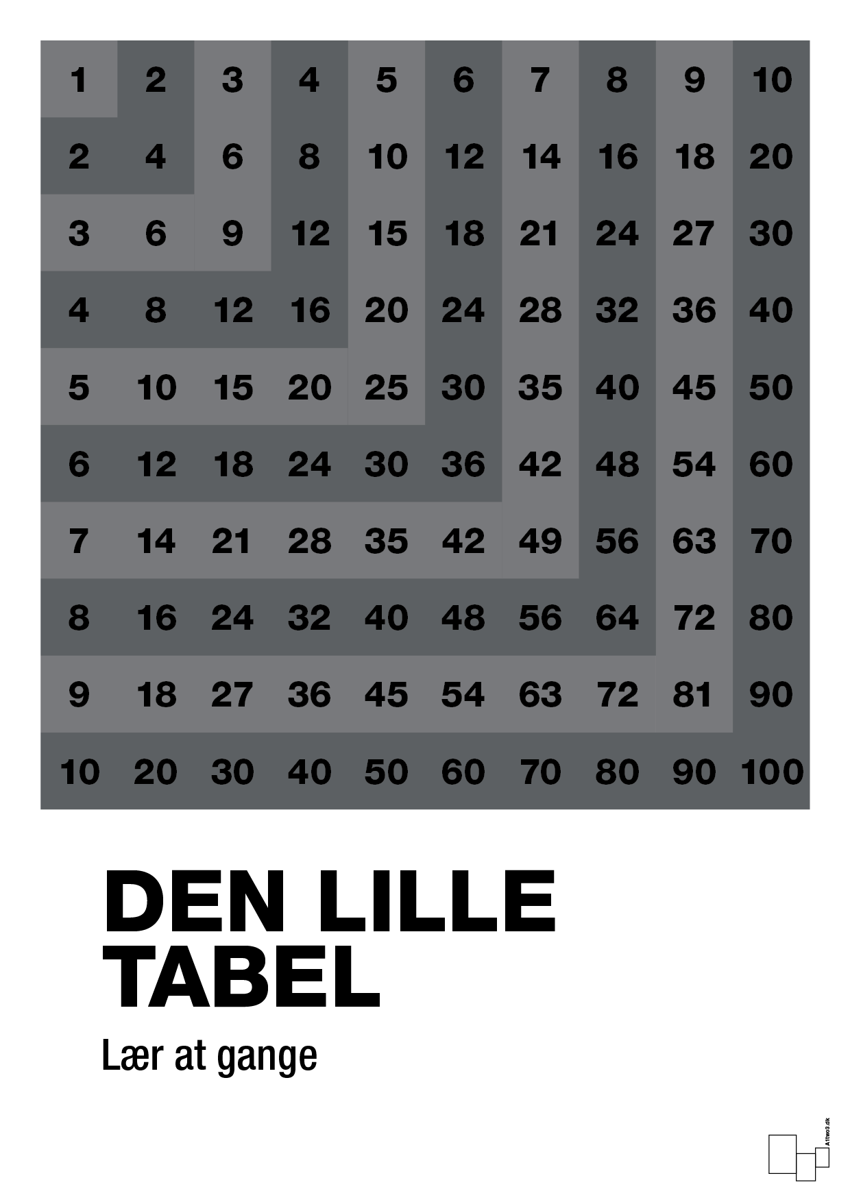 plakat: Den lille tabel - graphic charcoal-Tal-A1two3