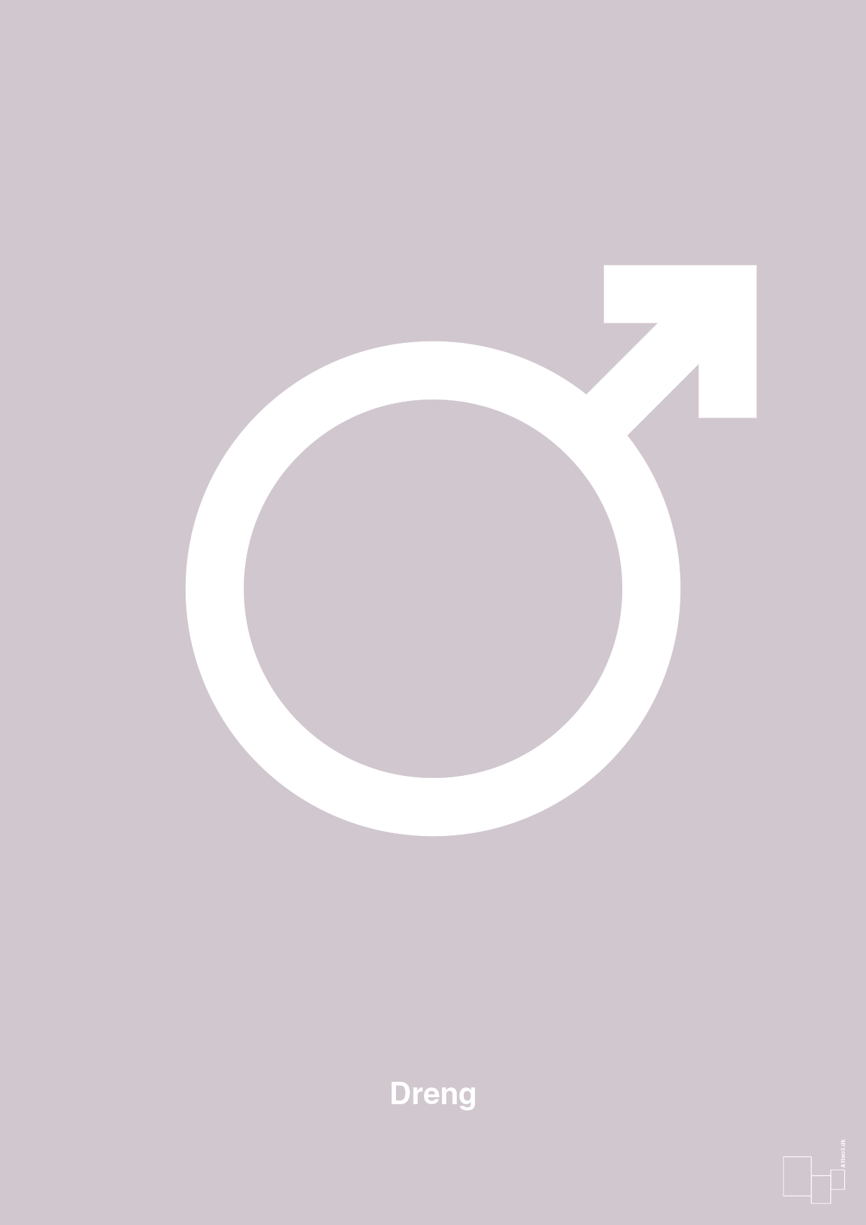 plakat: symbol for dreng - dusty lilac-Symboler-A1two3