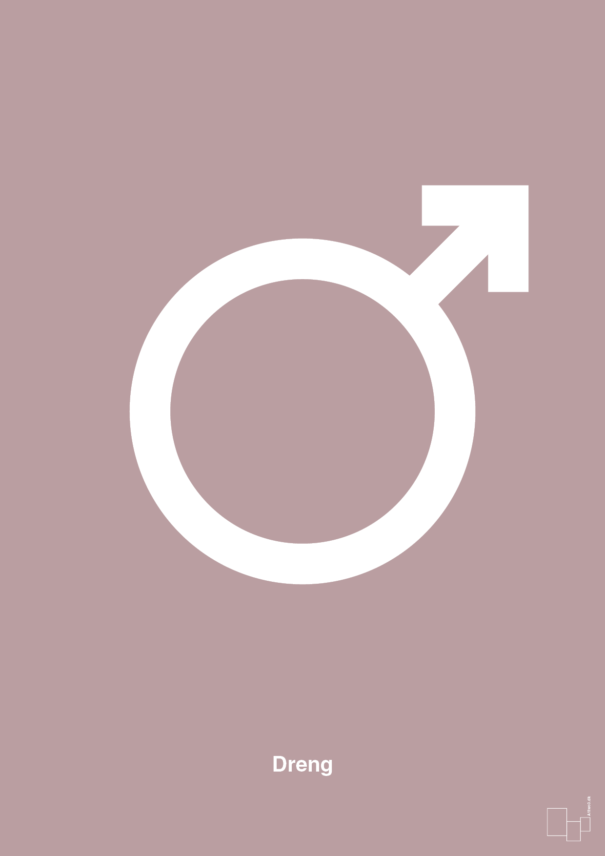 plakat: symbol for dreng - light rose-Symboler-A1two3