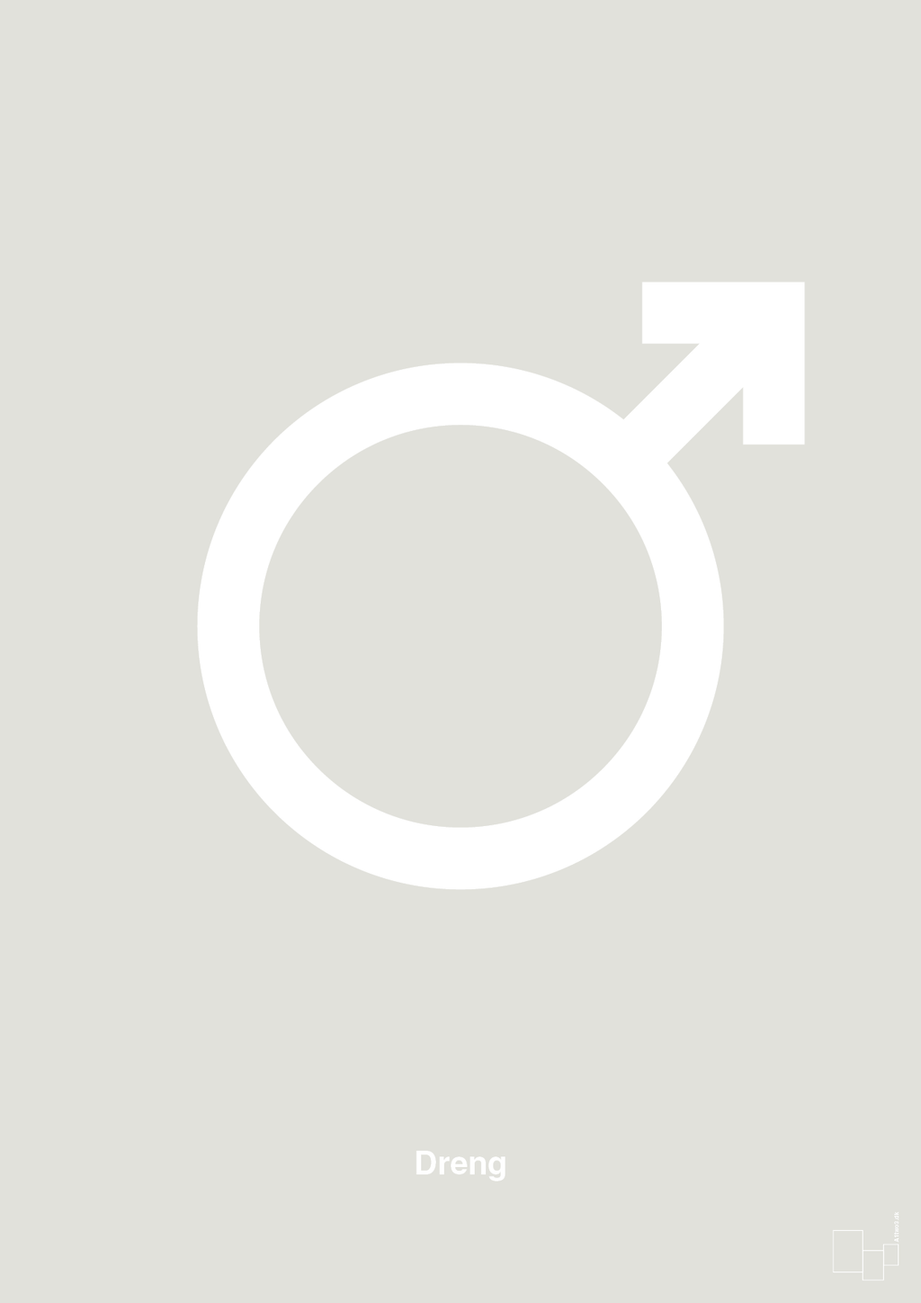 plakat: symbol for dreng - painters white-Symboler-A1two3