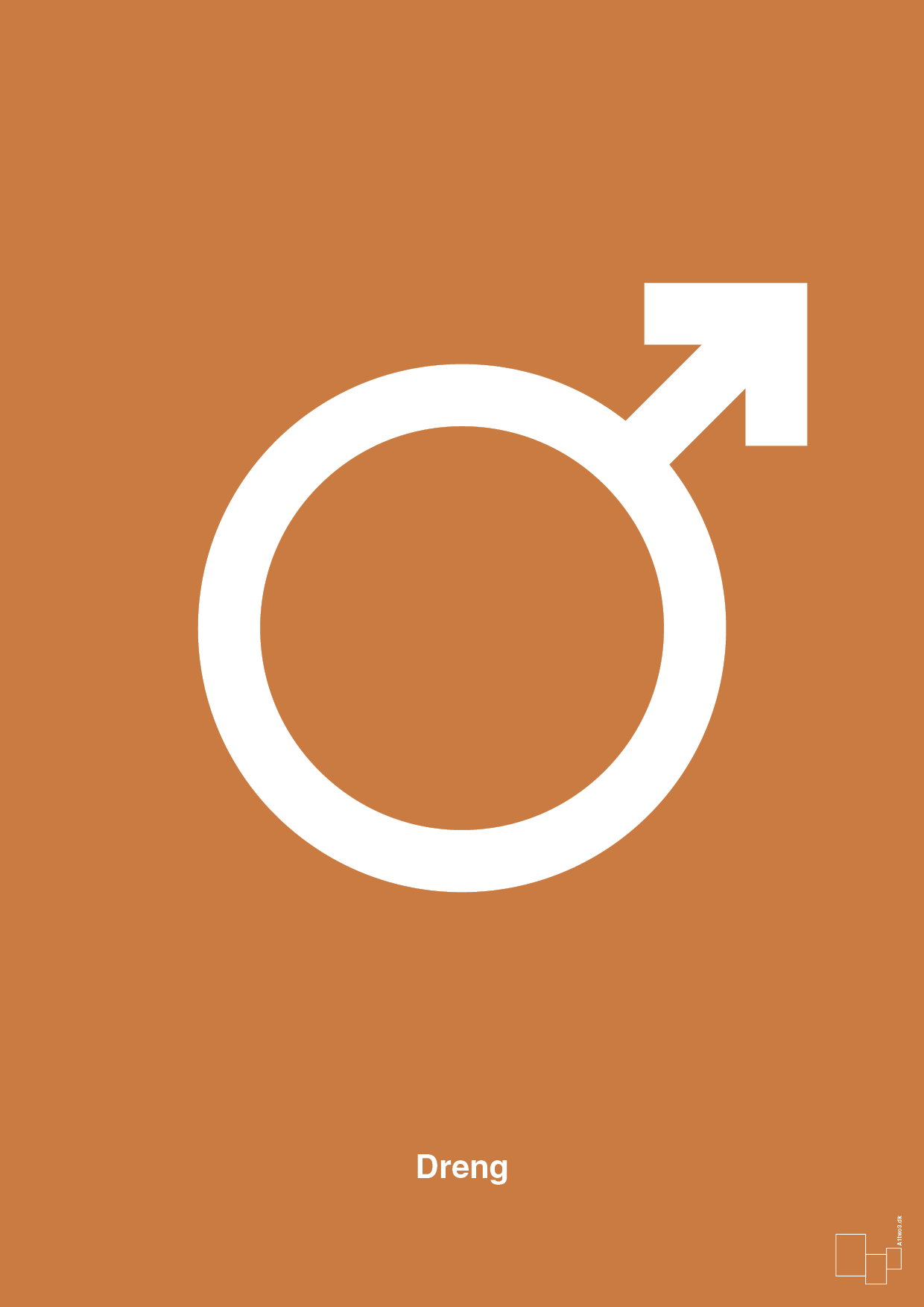plakat: symbol for dreng - rumba orange-Symboler-A1two3