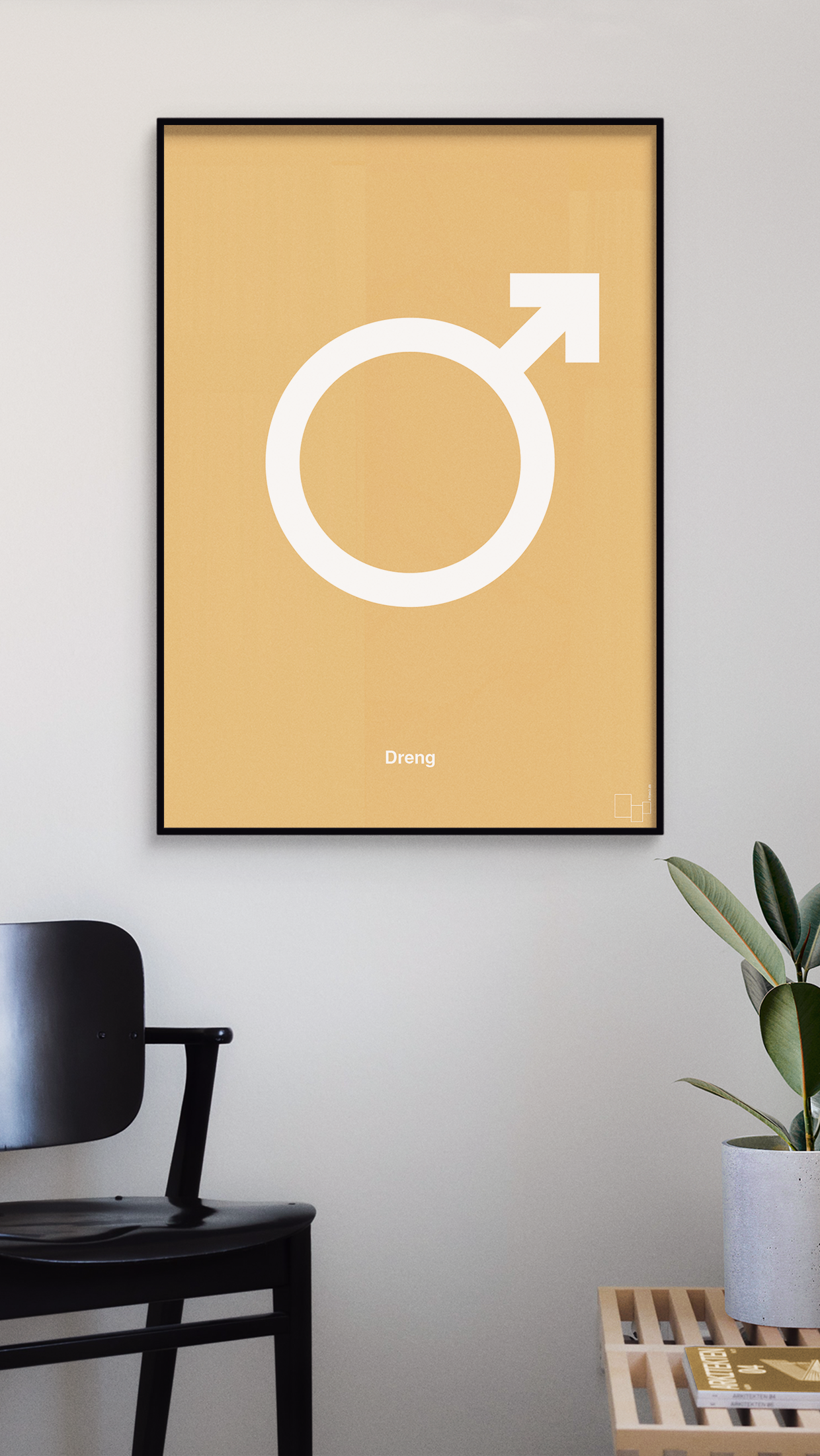 plakat: symbol for dreng - painters white-Symboler-A1two3