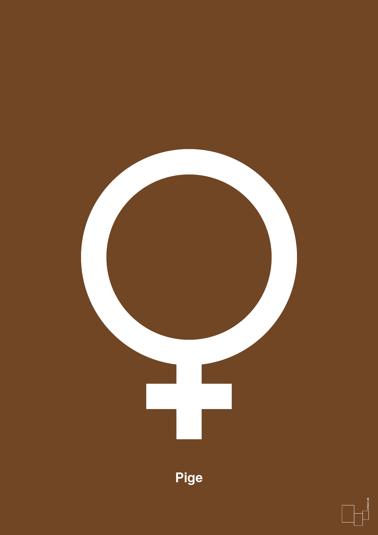 plakat: symbol for pige - dark brown-Symboler-A1two3