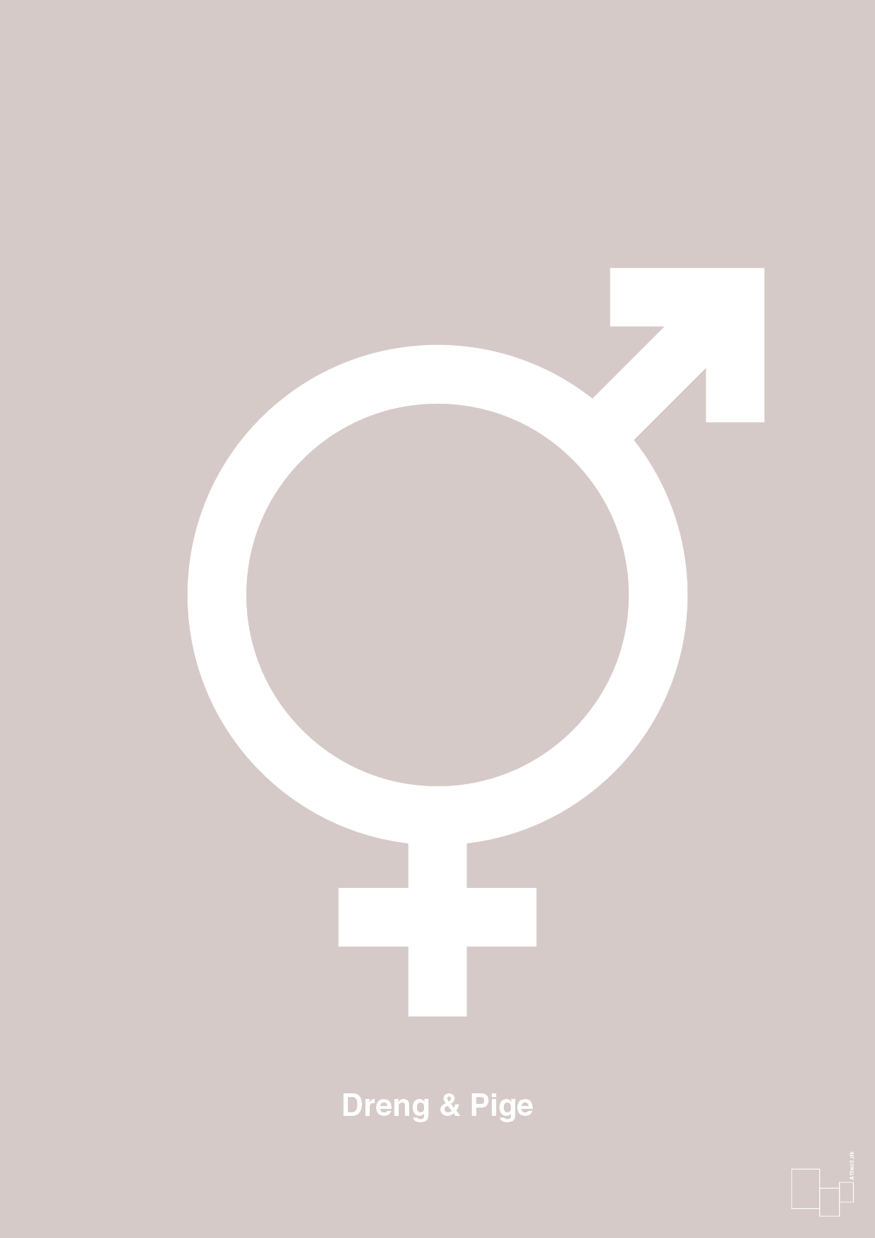 plakat: symbol for tvillinger - dreng & pige - broken beige-Symboler-A1two3