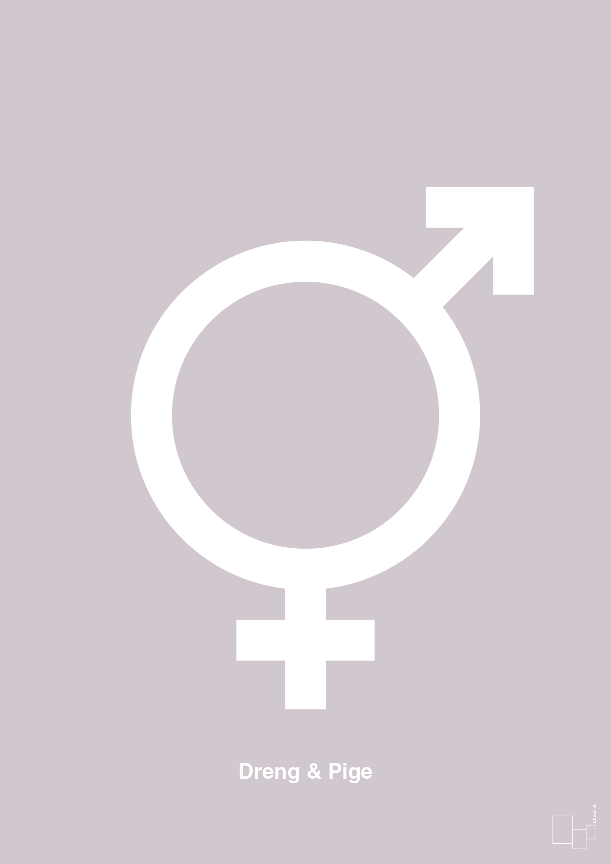 plakat: symbol for tvillinger - dreng & pige - dusty lilac-Symboler-A1two3