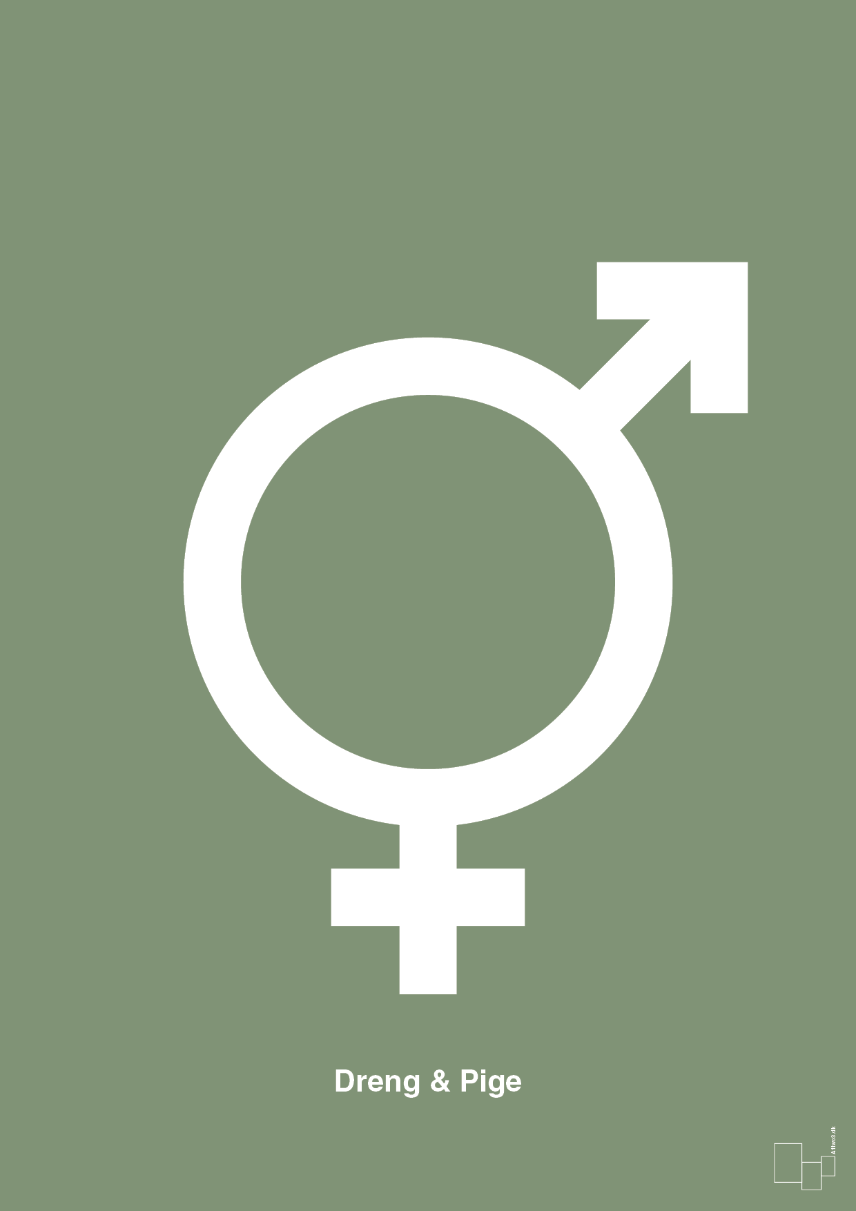 plakat: symbol for tvillinger - dreng & pige - jade-Symboler-A1two3