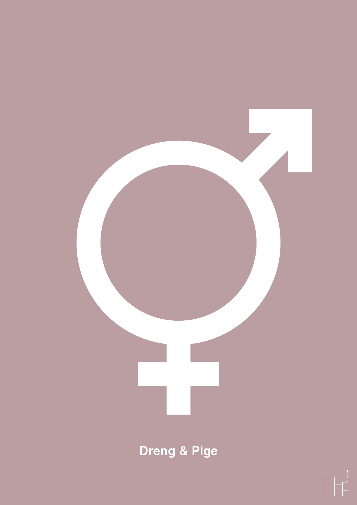 plakat: symbol for tvillinger - dreng & pige - light rose-Symboler-A1two3