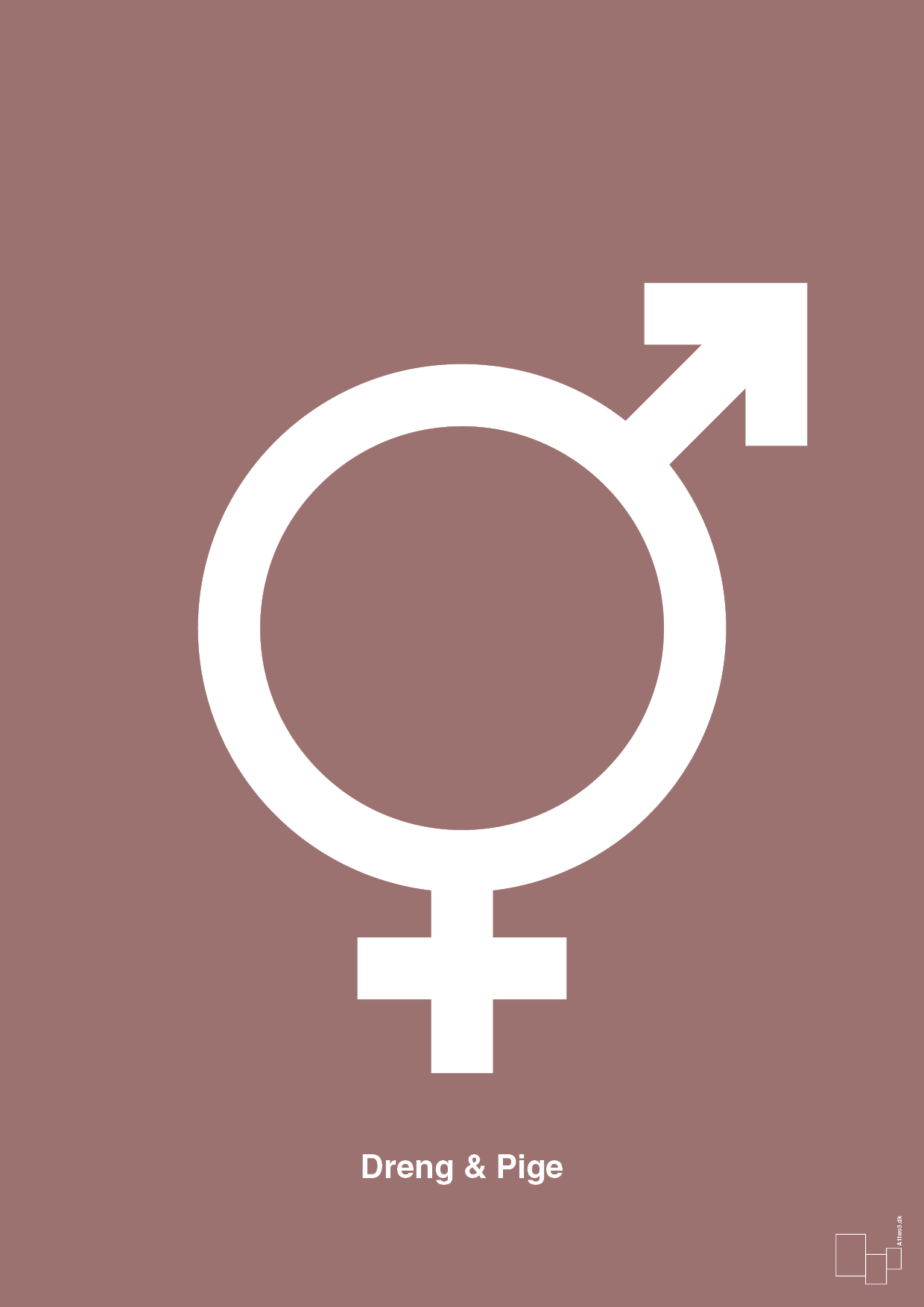 plakat: symbol for tvillinger - dreng & pige - plum-Symboler-A1two3