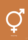 plakat: symbol for tvillinger - dreng & pige - rumba orange-Symboler-A1two3