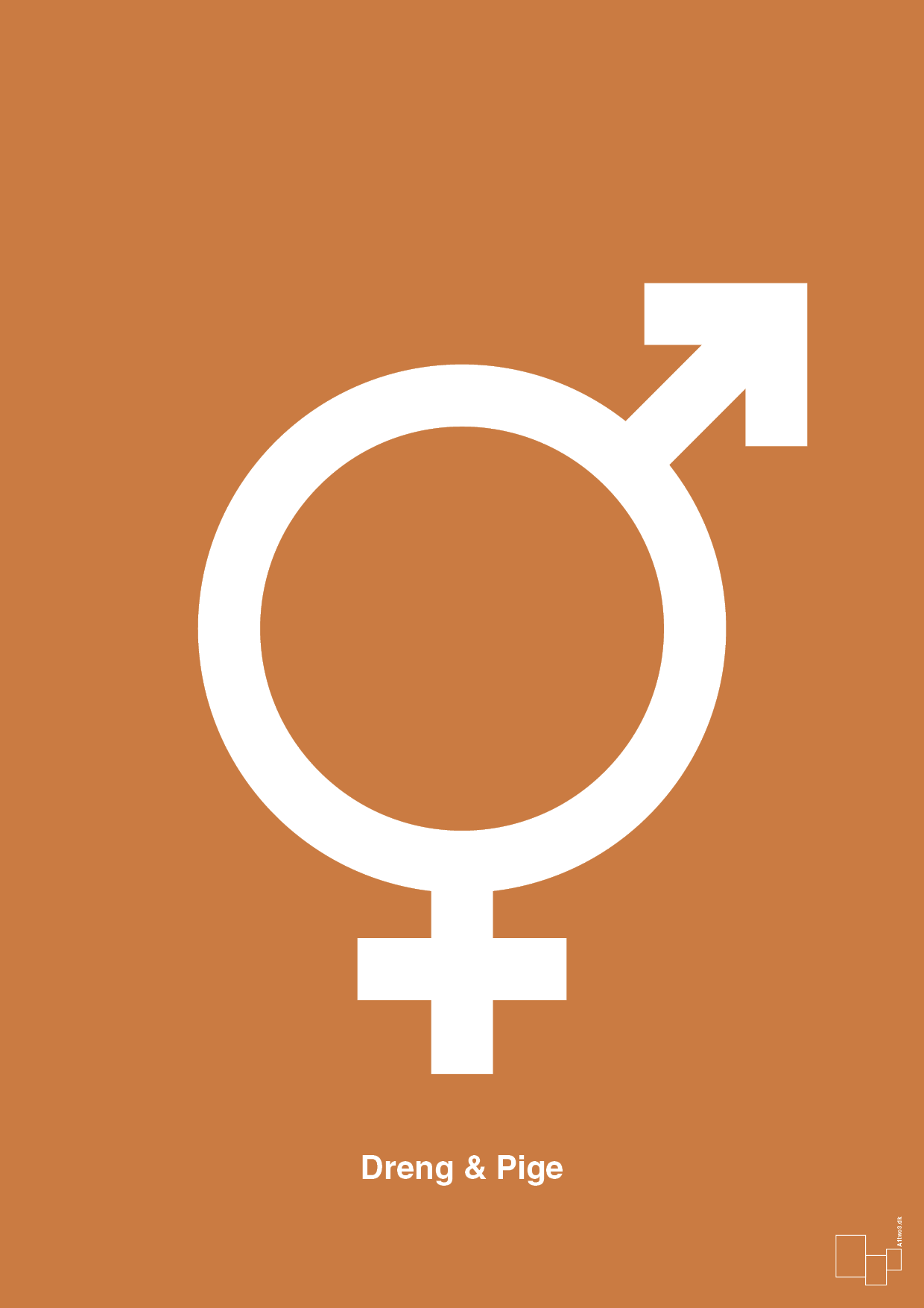 plakat: symbol for tvillinger - dreng & pige - rumba orange-Symboler-A1two3