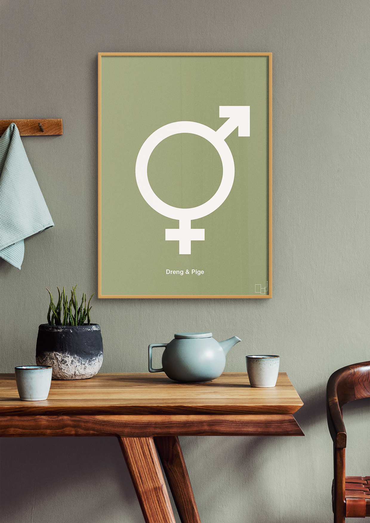 plakat: symbol for tvillinger - dreng & pige - rumba orange-Symboler-A1two3