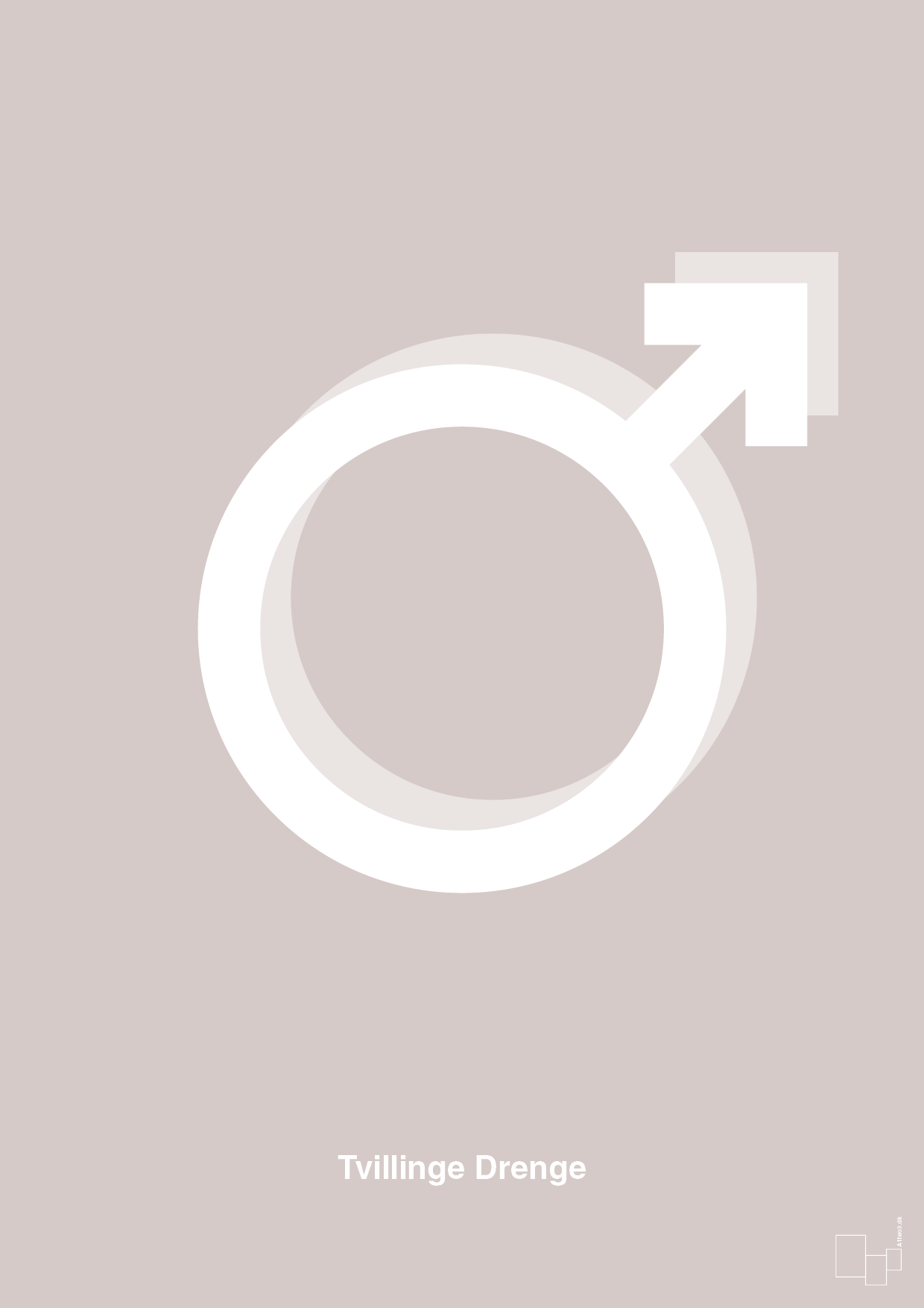 plakat: symbol for tvillinger - dreng & dreng - broken beige-Symboler-A1two3