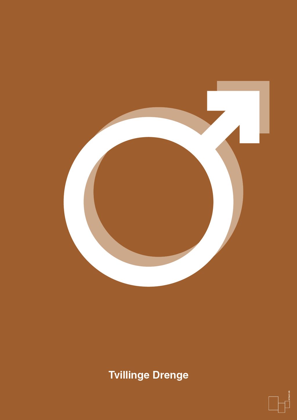 plakat: symbol for tvillinger - dreng & dreng - cognac-Symboler-A1two3