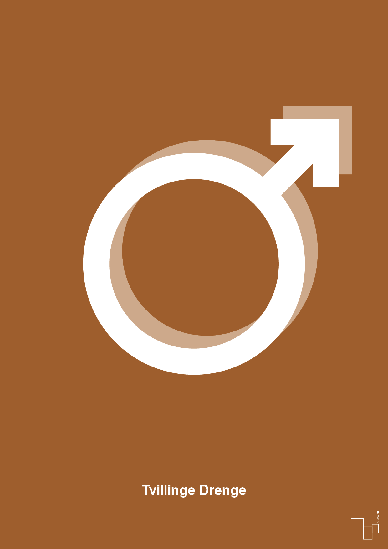plakat: symbol for tvillinger - dreng & dreng - cognac-Symboler-A1two3