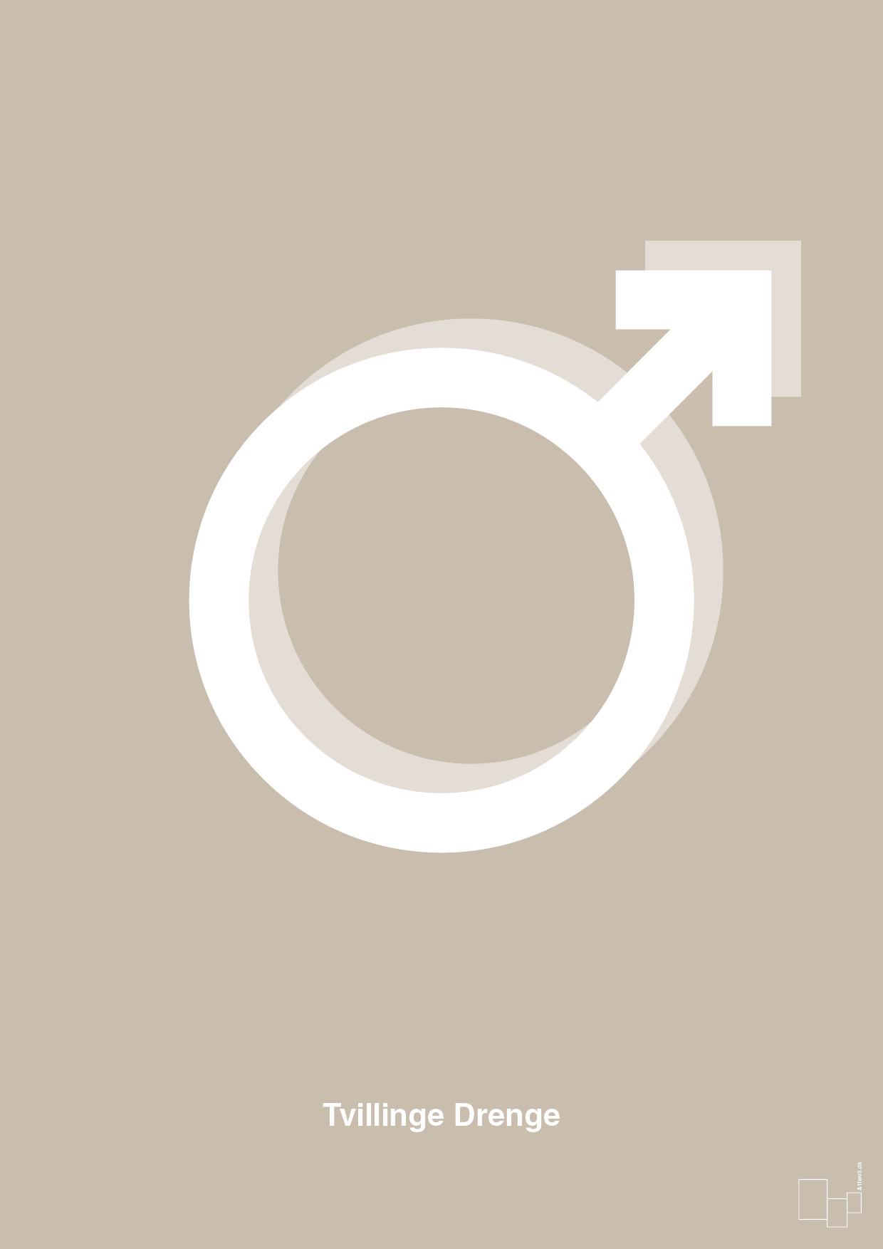 plakat: symbol for tvillinger - dreng & dreng - creamy mushroom-Symboler-A1two3