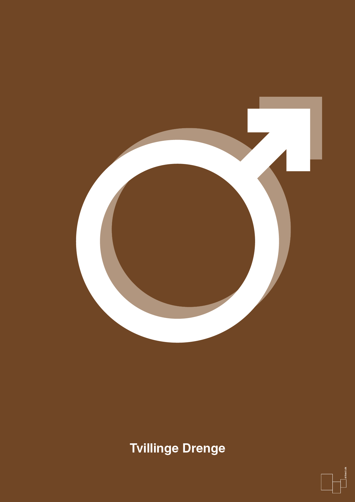 plakat: symbol for tvillinger - dreng & dreng - dark brown-Symboler-A1two3