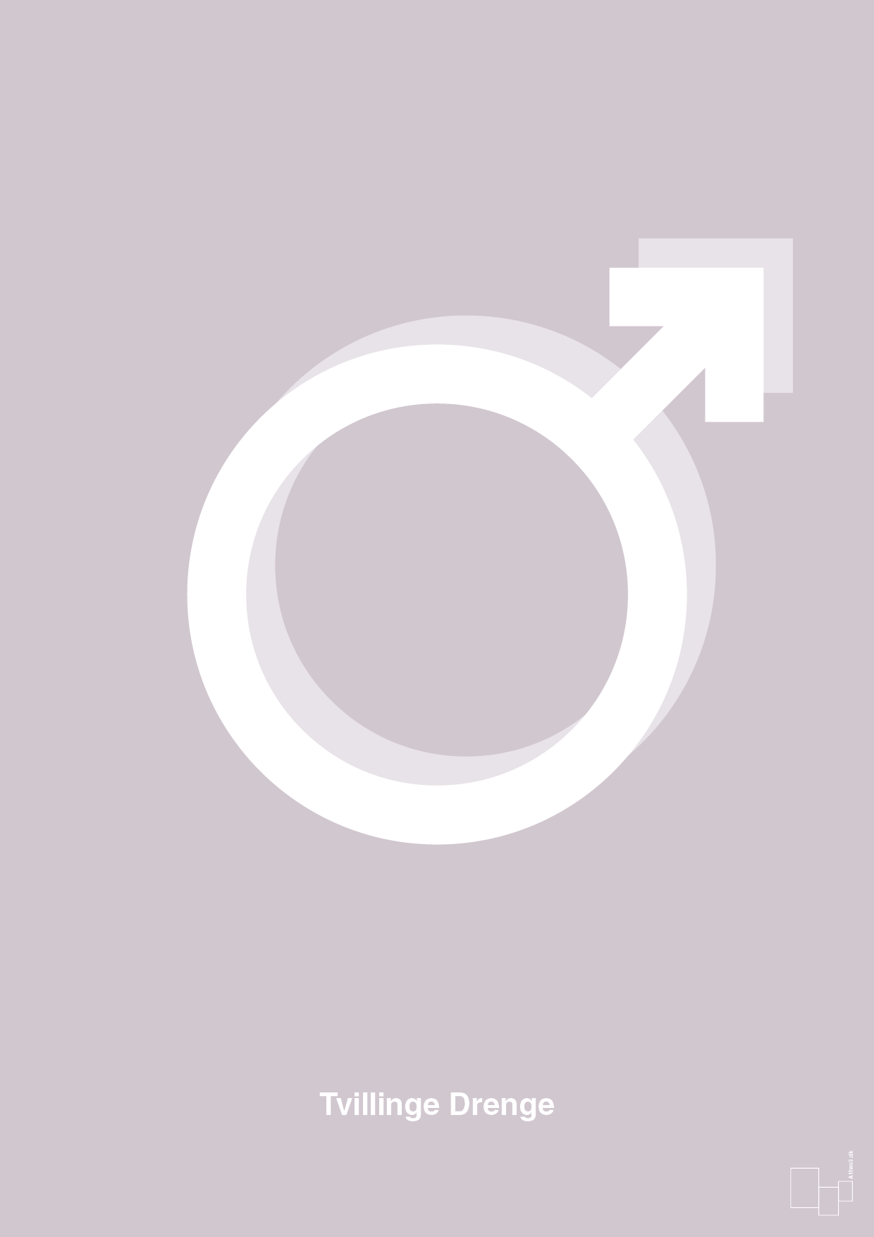 plakat: symbol for tvillinger - dreng & dreng - dusty lilac-Symboler-A1two3