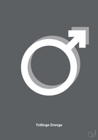 plakat: symbol for tvillinger - dreng & dreng - graphic charcoal-Symboler-A1two3