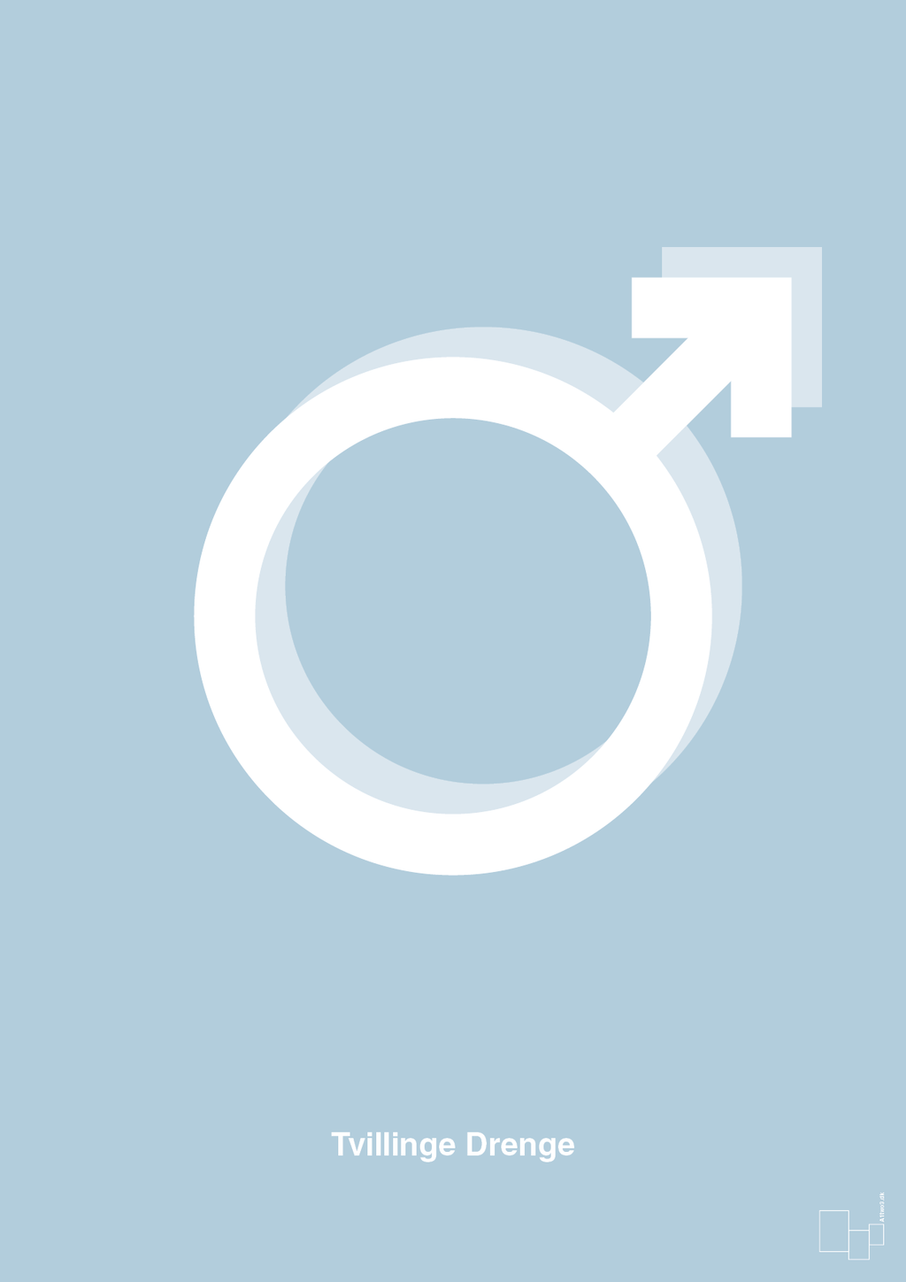 plakat: symbol for tvillinger - dreng & dreng - heavenly blue-Symboler-A1two3