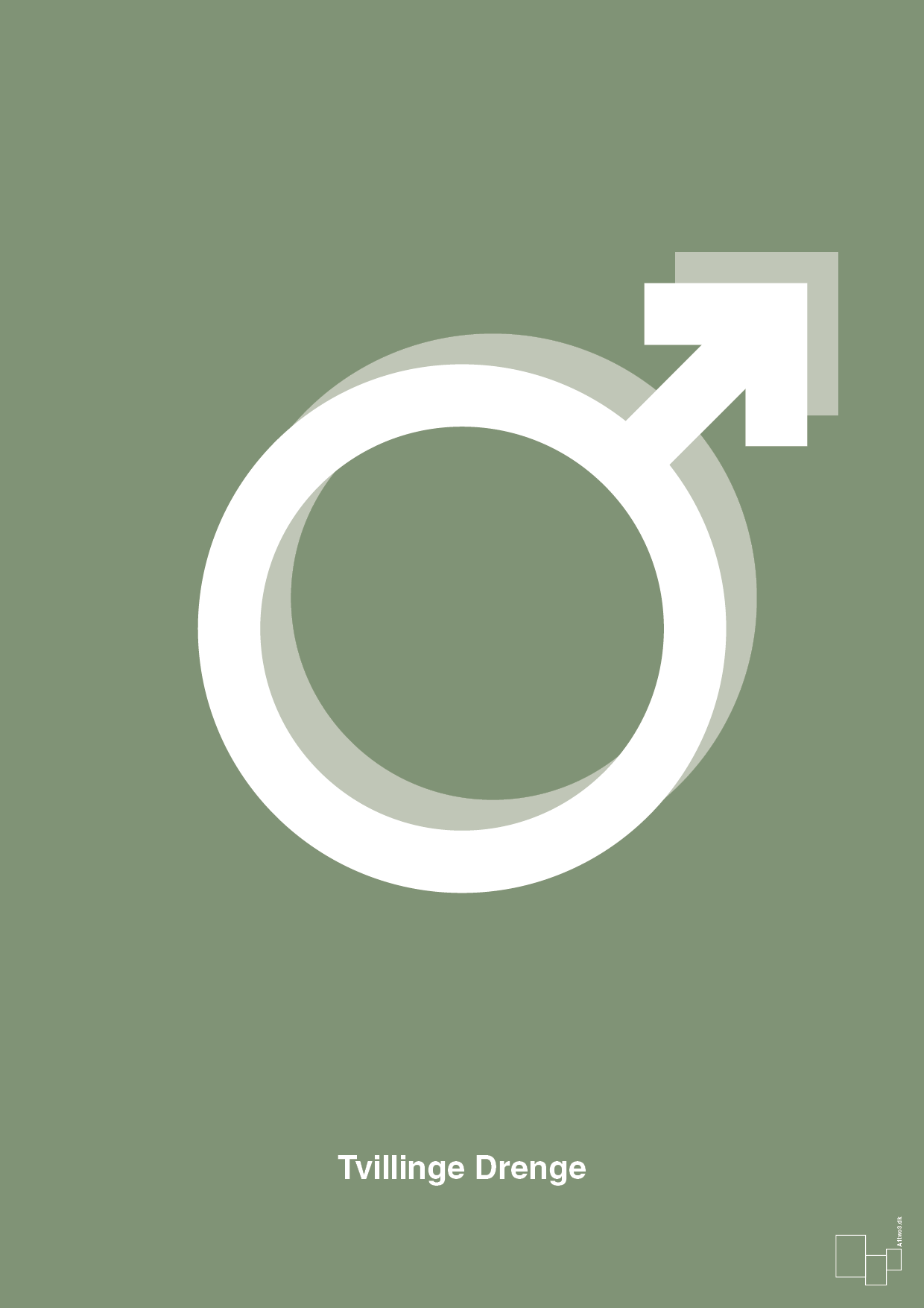 plakat: symbol for tvillinger - dreng & dreng - jade-Symboler-A1two3