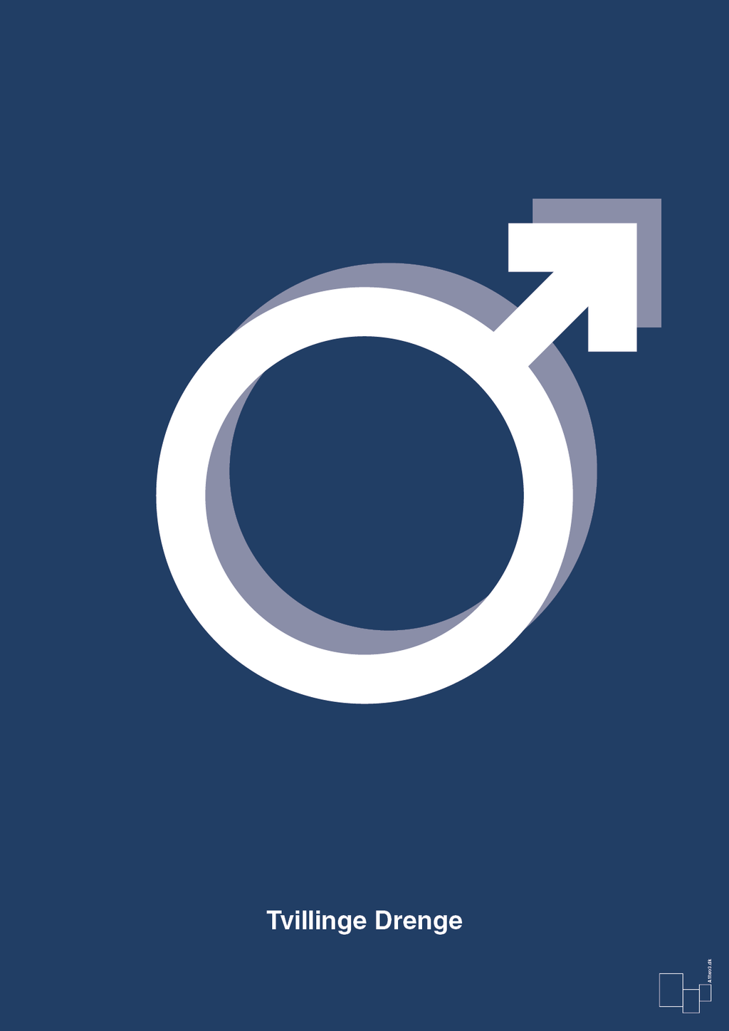 plakat: symbol for tvillinger - dreng & dreng - lapis blue-Symboler-A1two3