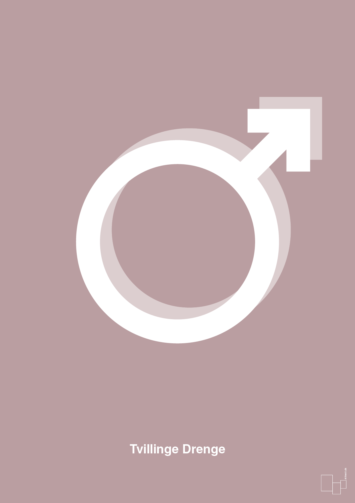 plakat: symbol for tvillinger - dreng & dreng - light rose-Symboler-A1two3