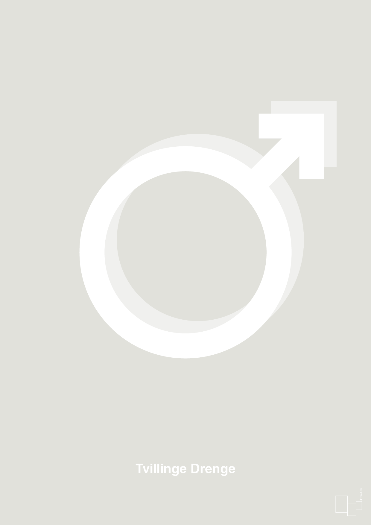 plakat: symbol for tvillinger - dreng & dreng - painters white-Symboler-A1two3