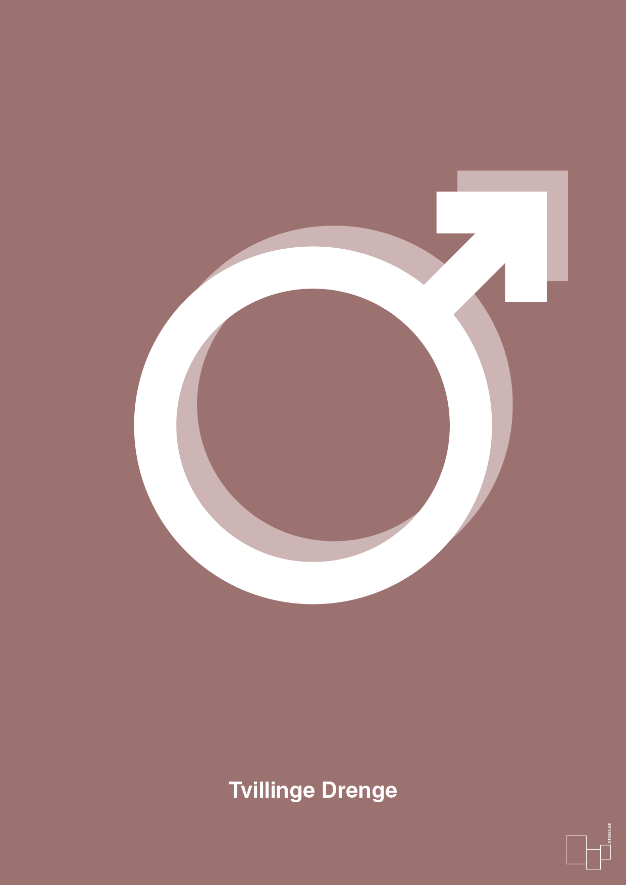 plakat: symbol for tvillinger - dreng & dreng - plum-Symboler-A1two3