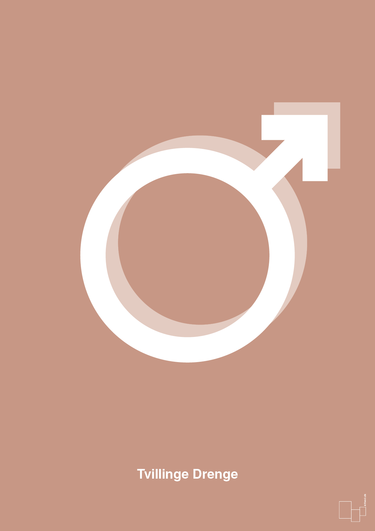 plakat: symbol for tvillinger - dreng & dreng - powder-Symboler-A1two3