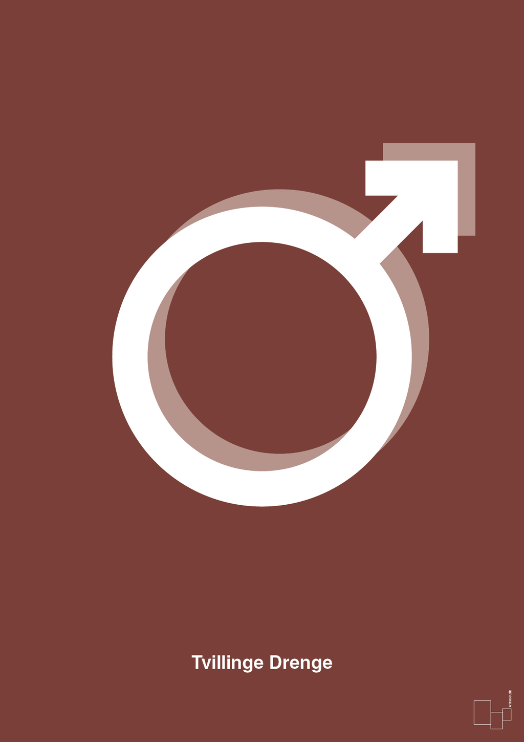 plakat: symbol for tvillinger - dreng & dreng - red pepper-Symboler-A1two3