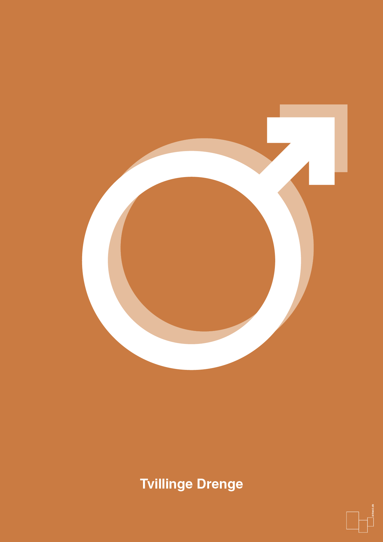 plakat: symbol for tvillinger - dreng & dreng - rumba orange-Symboler-A1two3