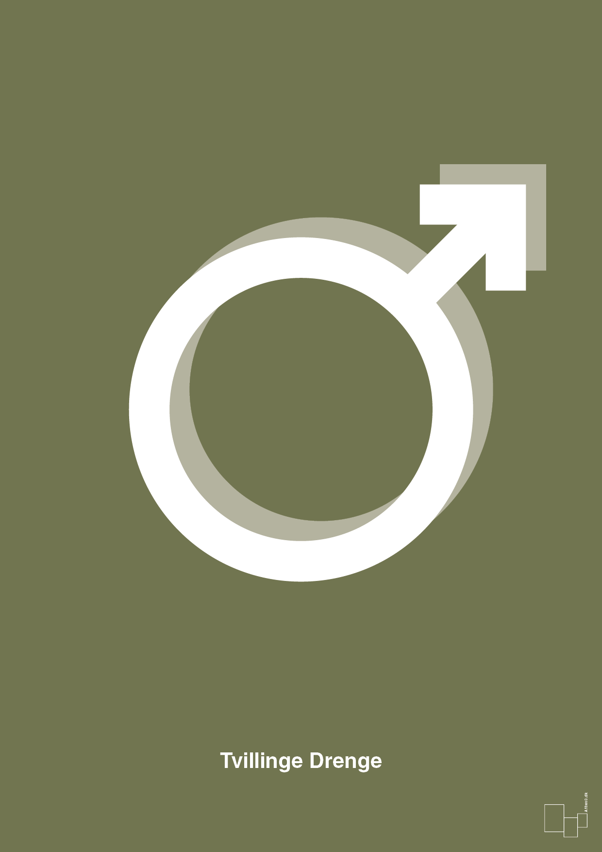 plakat: symbol for tvillinger - dreng & dreng - secret meadow-Symboler-A1two3