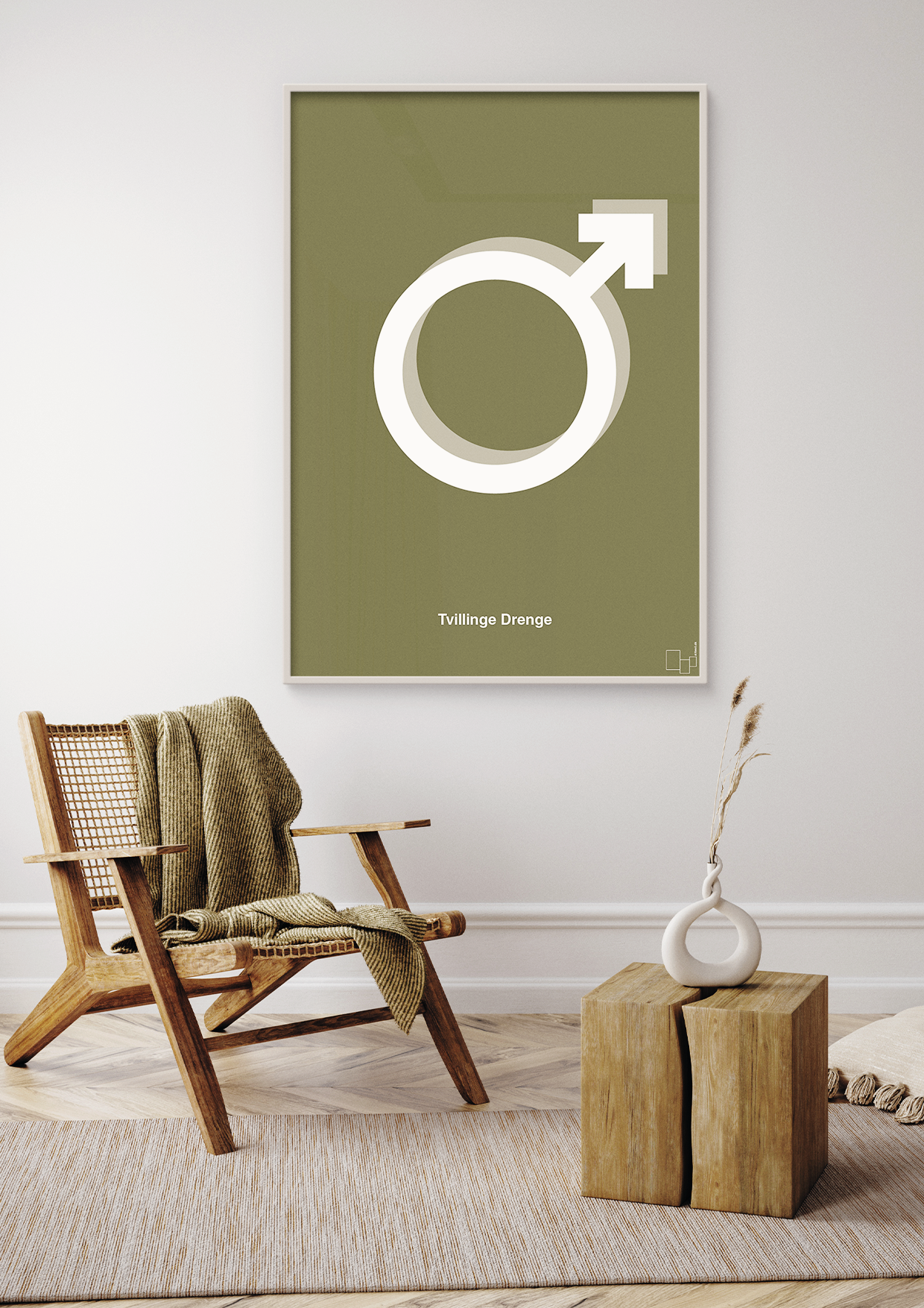 plakat: symbol for tvillinger - dreng & dreng - painters white-Symboler-A1two3