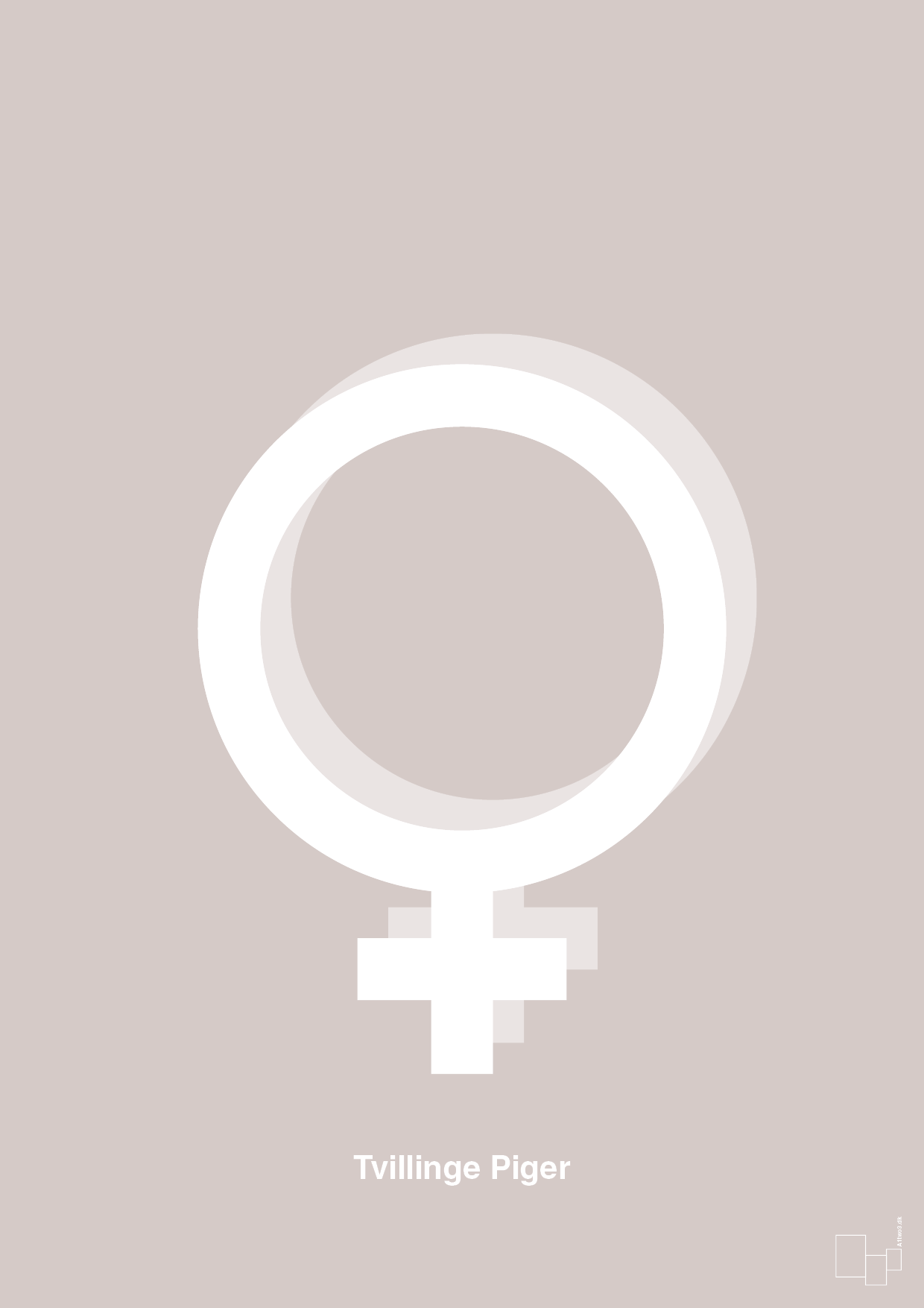 plakat: symbol for tvillinger - pige & pige - broken beige-Symboler-A1two3