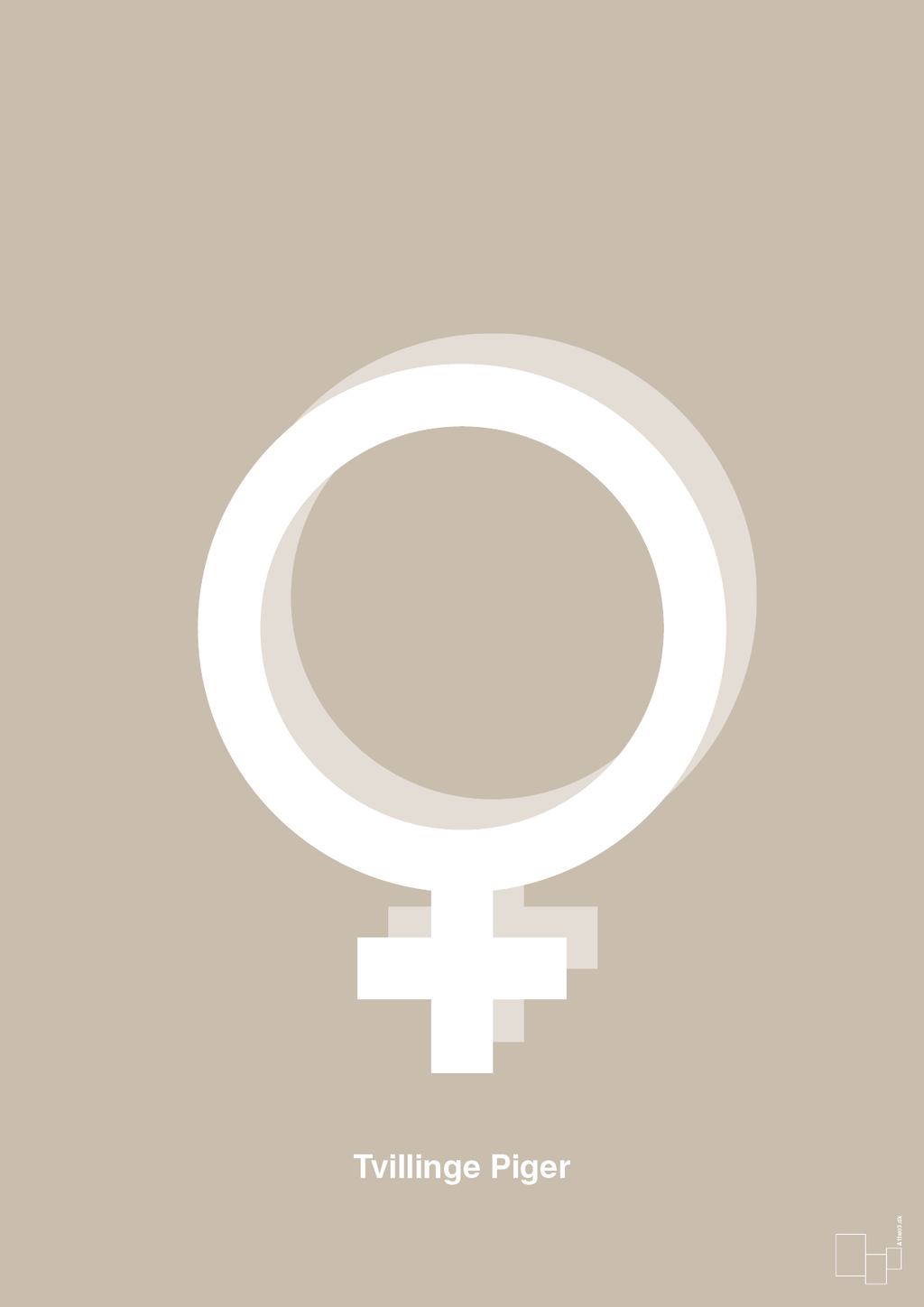 plakat: symbol for tvillinger - pige & pige - creamy mushroom-Symboler-A1two3