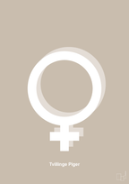 plakat: symbol for tvillinger - pige & pige - creamy mushroom-Symboler-A1two3