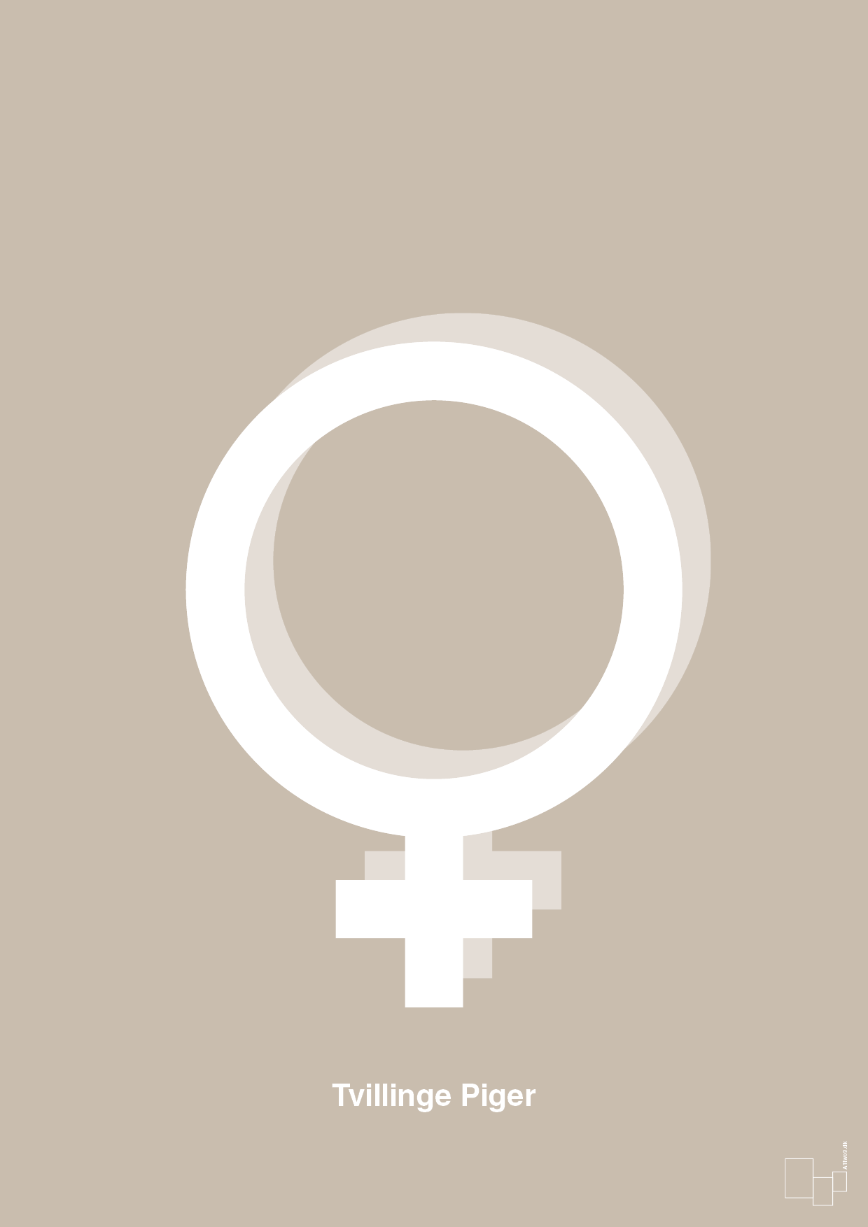 plakat: symbol for tvillinger - pige & pige - creamy mushroom-Symboler-A1two3