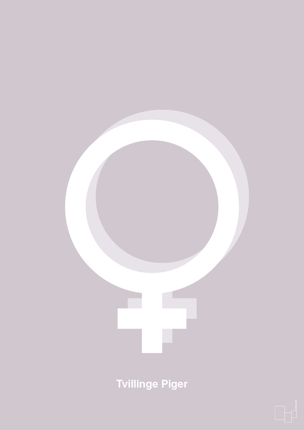plakat: symbol for tvillinger - pige & pige - dusty lilac-Symboler-A1two3