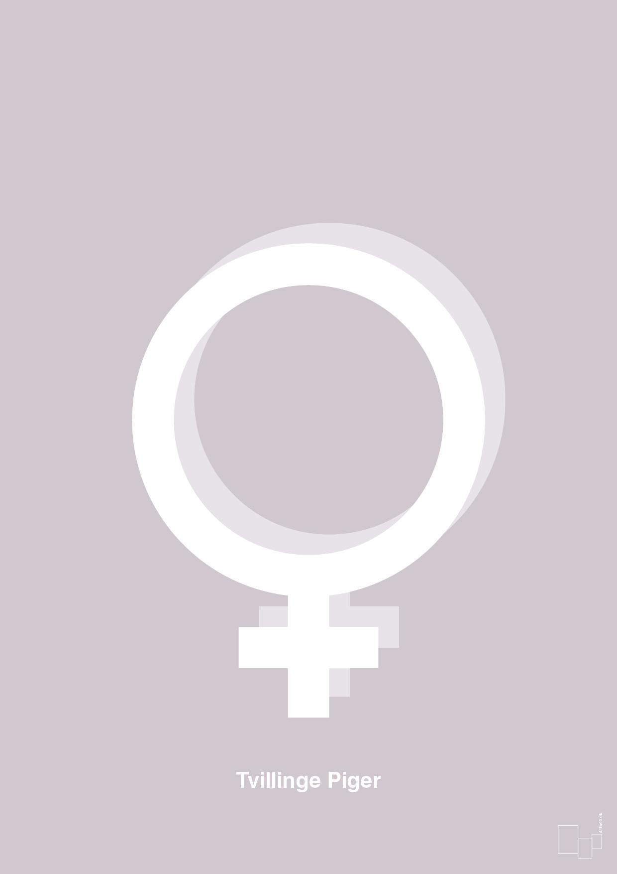 plakat: symbol for tvillinger - pige & pige - dusty lilac-Symboler-A1two3