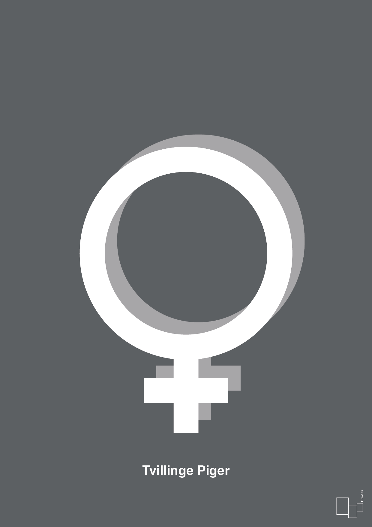 plakat: symbol for tvillinger - pige & pige - graphic charcoal-Symboler-A1two3