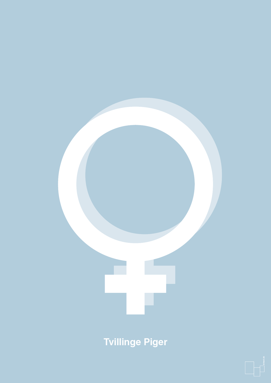 plakat: symbol for tvillinger - pige & pige - heavenly blue-Symboler-A1two3